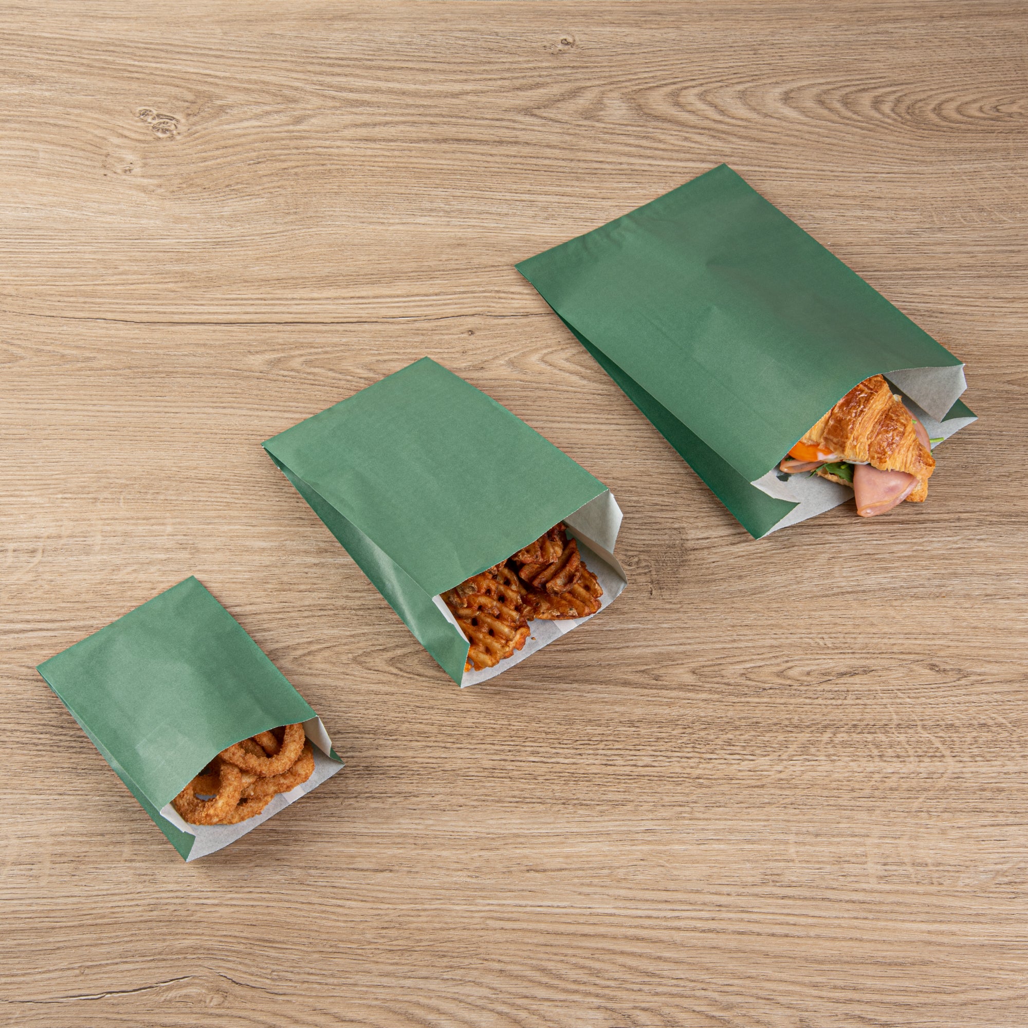 Eco-Friendly Forest Green French Fry Paper Snack Bags - 4.25