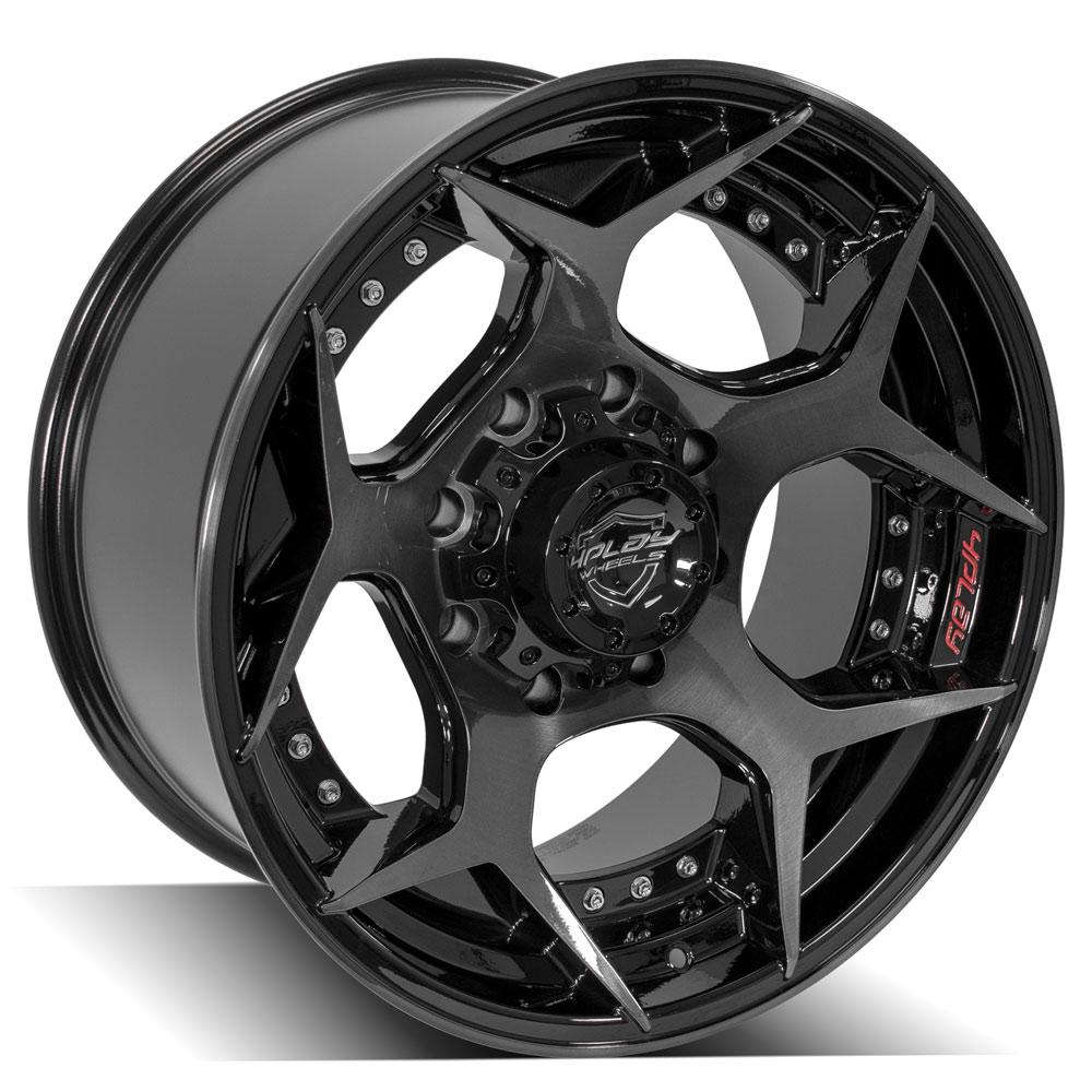 4Play Gen2 4P50 Gloss Black Wheels 20x10.0 24 8x180mm 124.1mm - Brushed Face & Tinted Clear Finish - Perfect for Off-Road Trucks, SUVs, and Custom Builds