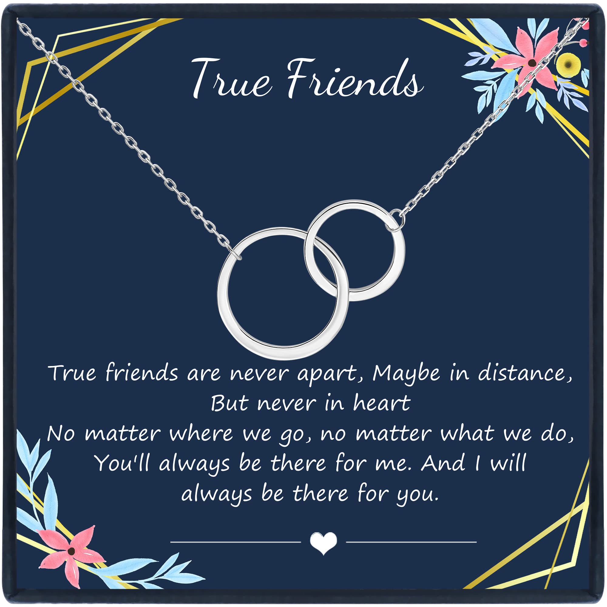 Best Friendship Necklace for Women - 925 Sterling Silver Double Circle Pendant Gift for Best Friend, Sister, Birthday - Thoughtful Jewelry for Bestie, Unbiological Sister & Close Friends - Perfect for Anniversaries, Graduation & Special Occasions
