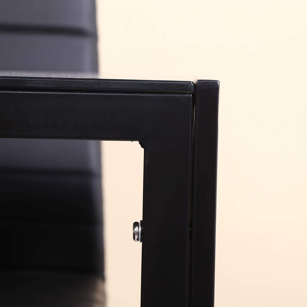 Modern Rectangle Glass Dining Table with Metal Legs - Minimalist Kitchen Table for 4 People, Clear Tempered Glass Top & Black Metal Frame - Perfect for Small Spaces, Apartments, and Contemporary Dining Rooms