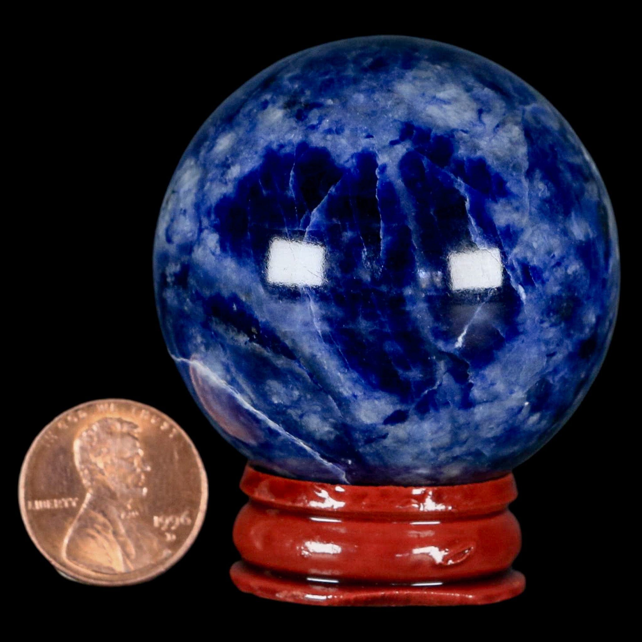 47MM Natural Blue Polished Sodalite Crystal Sphere - Healing Stone Ball for Meditation, Reiki, Chakra Balancing & Home Decor - Perfect for Energy Work, Spiritual Gifts & Office Display