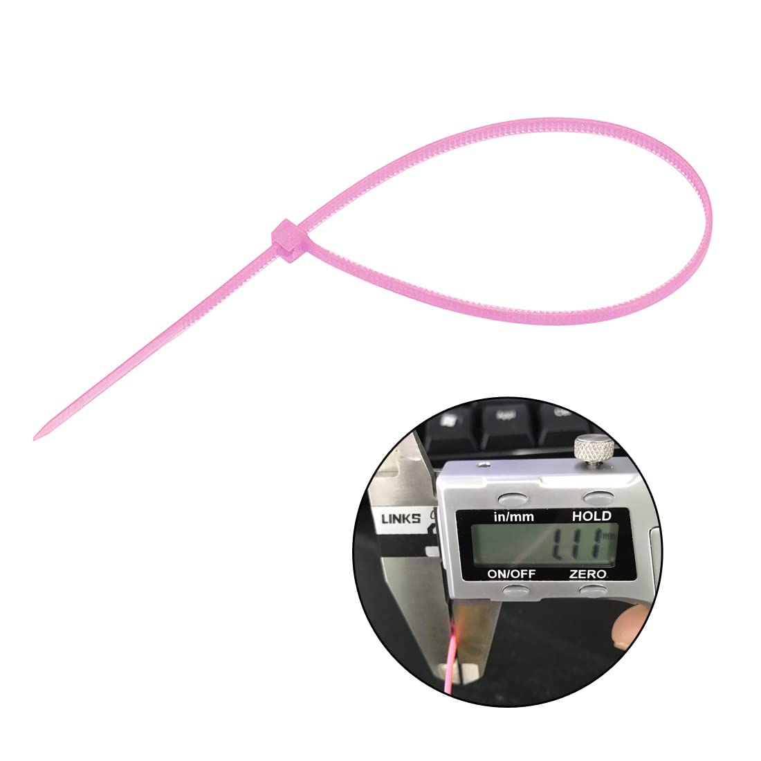 uxcell 8 Inch Nylon Cable Zip Ties (100pcs) - 1.1mm Thickness Self-Locking Wire Ties, Pink - Perfect for Home Office Organization, Computer Cable Management & DIY Projects
