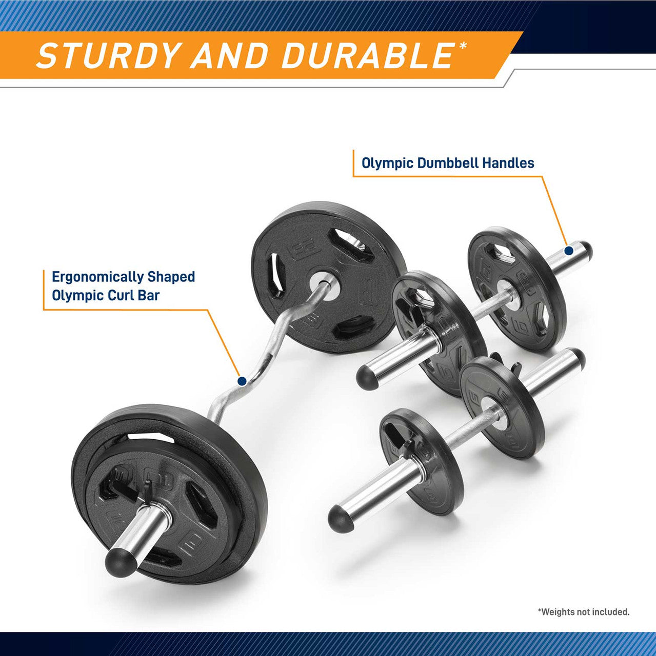 Olympic Curl Bar and Dumbbell Handle Set - ODC 21 Weight Lifting Equipment for Home Gym & Strength Training | Perfect for Bicep Curls, Shoulder Press & Full-Body Workouts