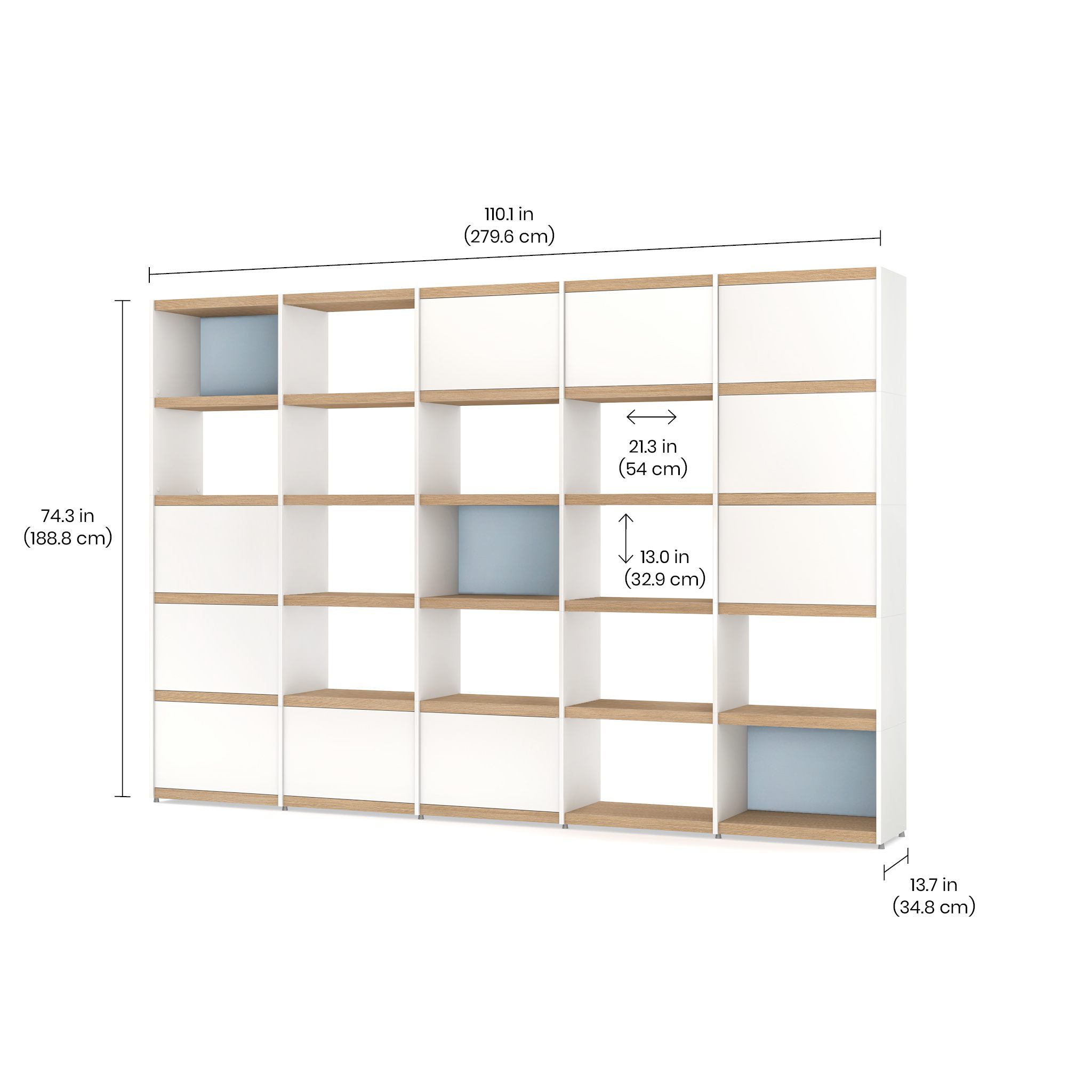 YOMO 5x5 Modular Bookshelf - Blue Storage Shelf for Home & Office - Perfect for Living Room, Bedroom, and Study Organization