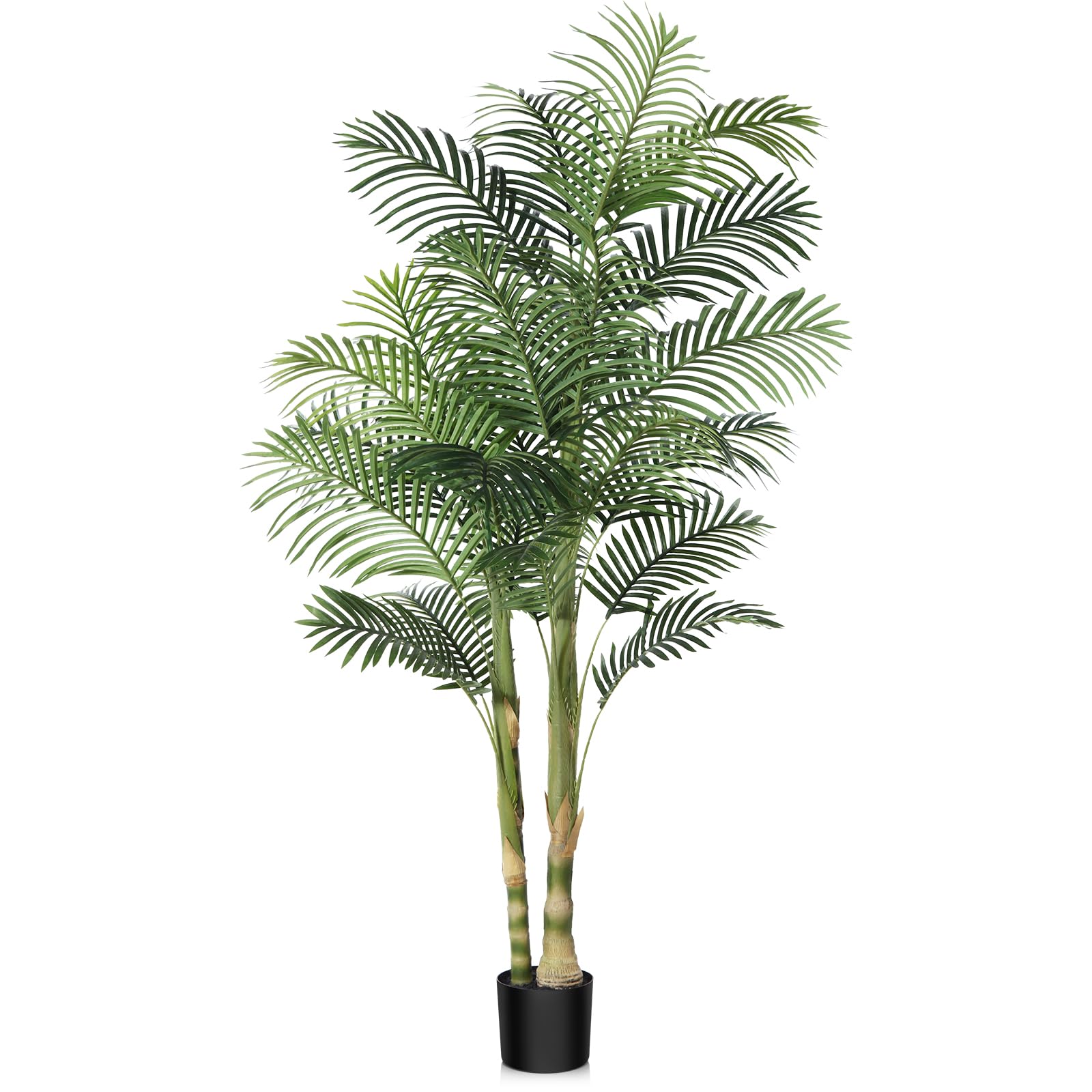 6FT Artificial Golden Cane Palm Tree - Realistic Fake Indoor Plant with Dense Foliage - Home Office Decor - Perfect for Living Room, Bedroom & Office Spaces