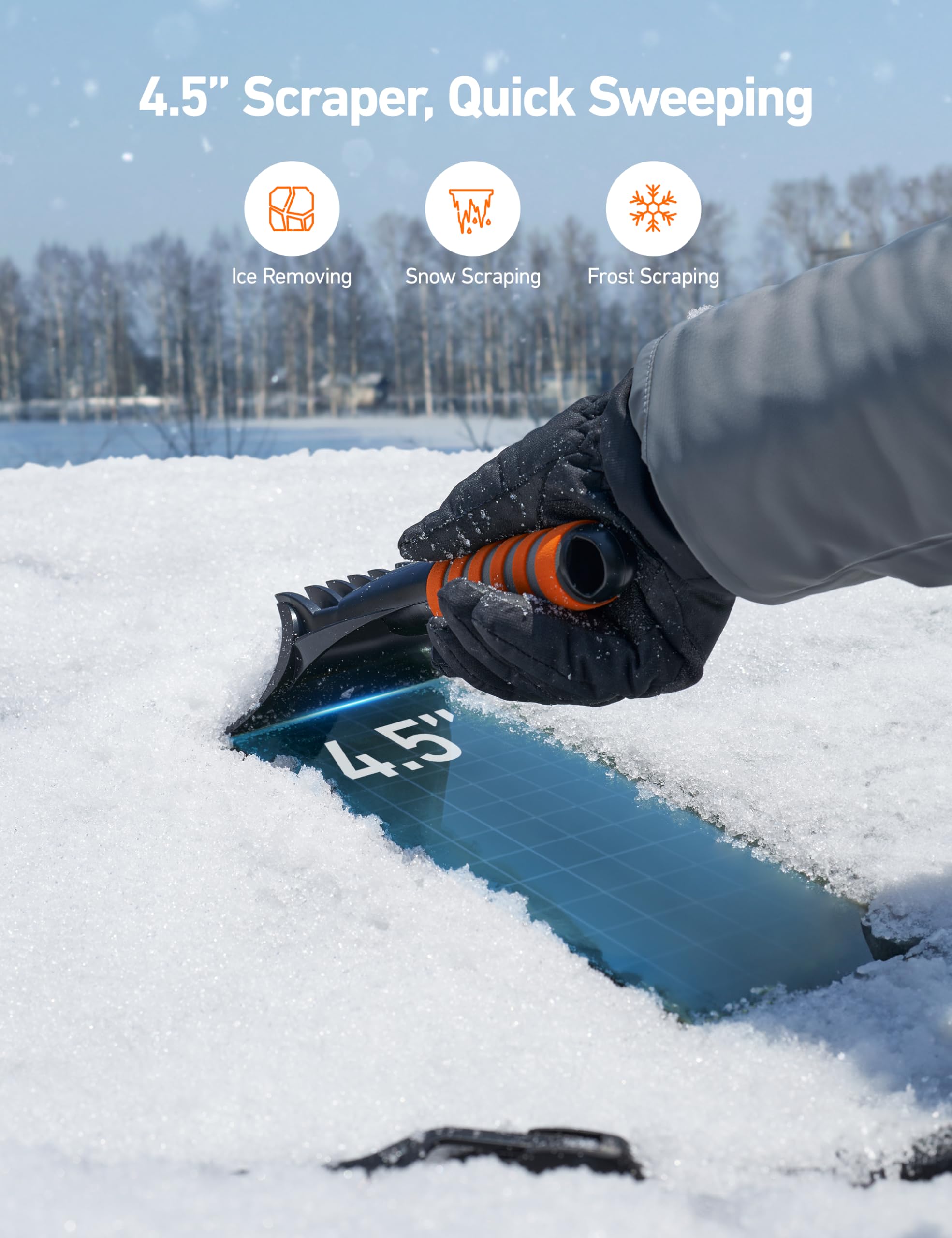 AstroAI Heavy Duty Ice Scraper for Car Windshield - Durable Snow and Ice Removal Tool for Cars & Small Trucks - Perfect for Winter Driving, Frosty Mornings & Icy Parking Lots