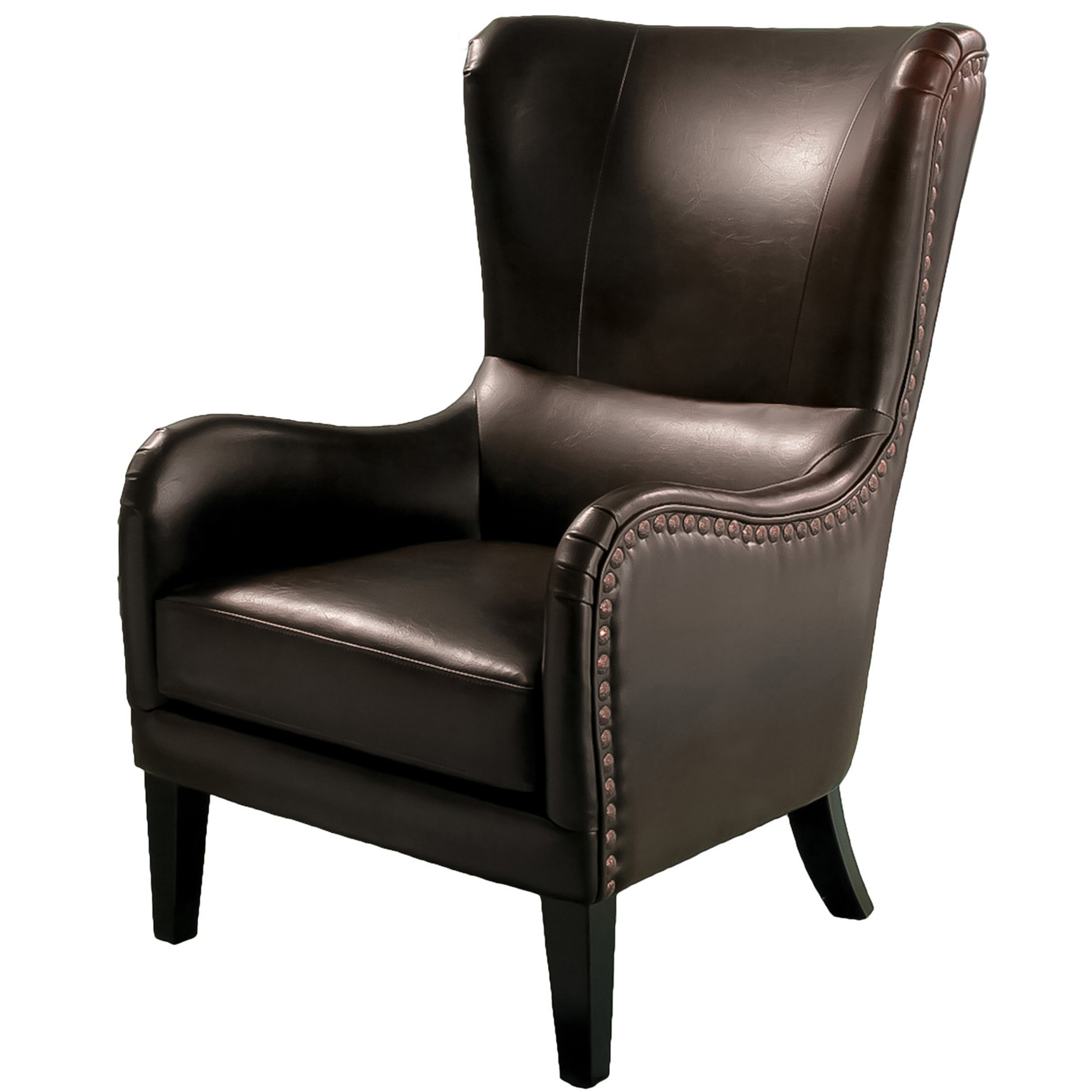 Christopher Knight Home Lorenzo Fabric Studded Club Chair - Brown Upholstered Living Room Accent Chair for Lounge, Reading Nook & Home Office