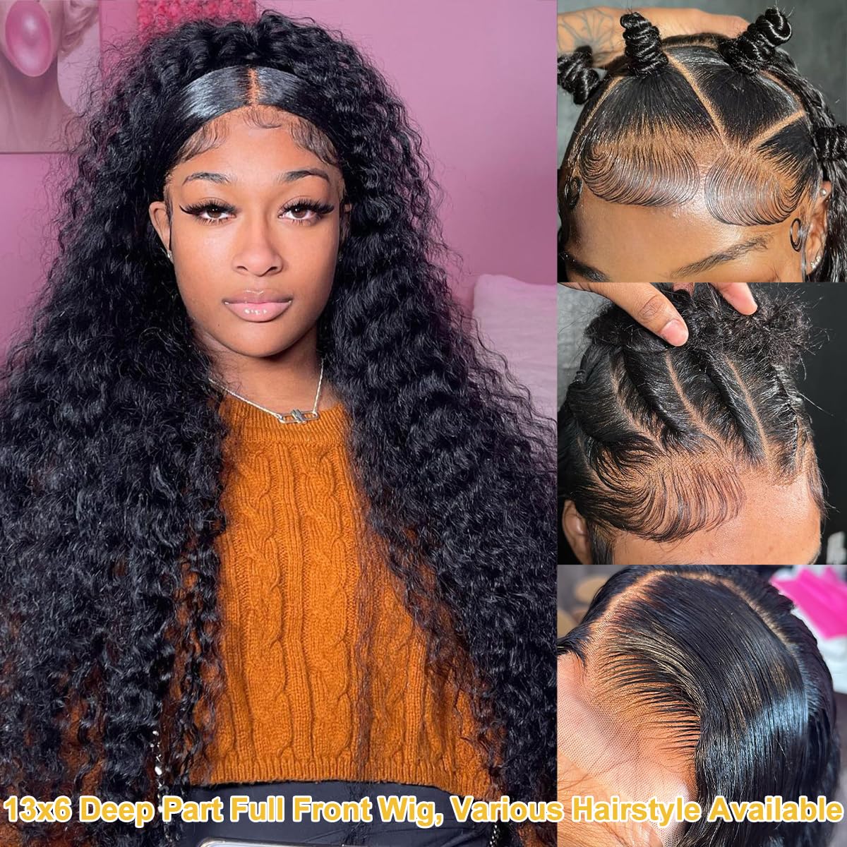 30 Inch 13x6 Lace Front Human Hair Wig - 200% Density Deep Wave Curly Remy Hair - Pre Plucked Natural Hairline for Women - Perfect for Daily Wear, Parties, and Special Occasions