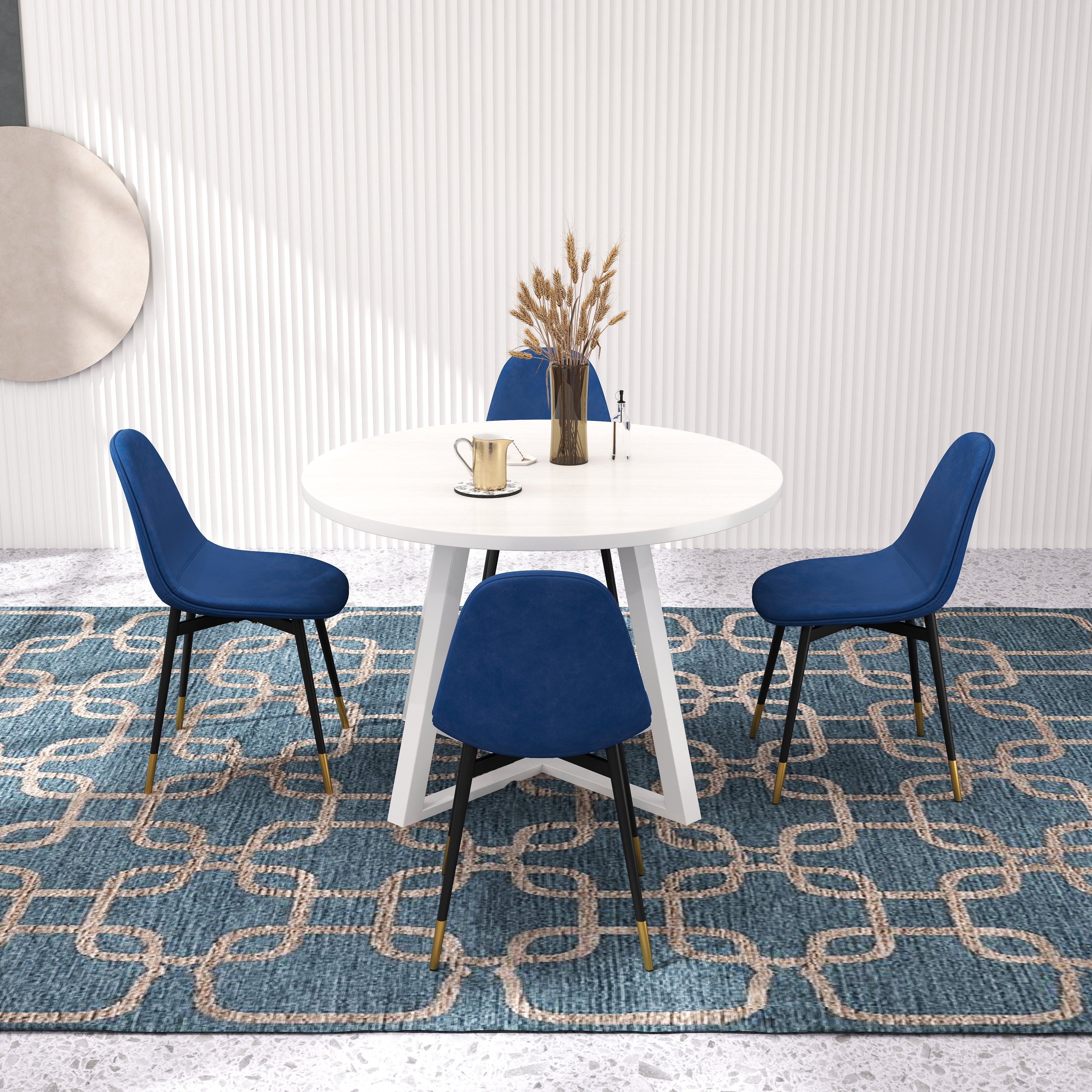 Roundhill Furniture Evatt 5-Piece Round Wood Dining Table Set with 4 Chairs - Perfect for Small Spaces, Kitchen Nooks & Outdoor Patio Dining