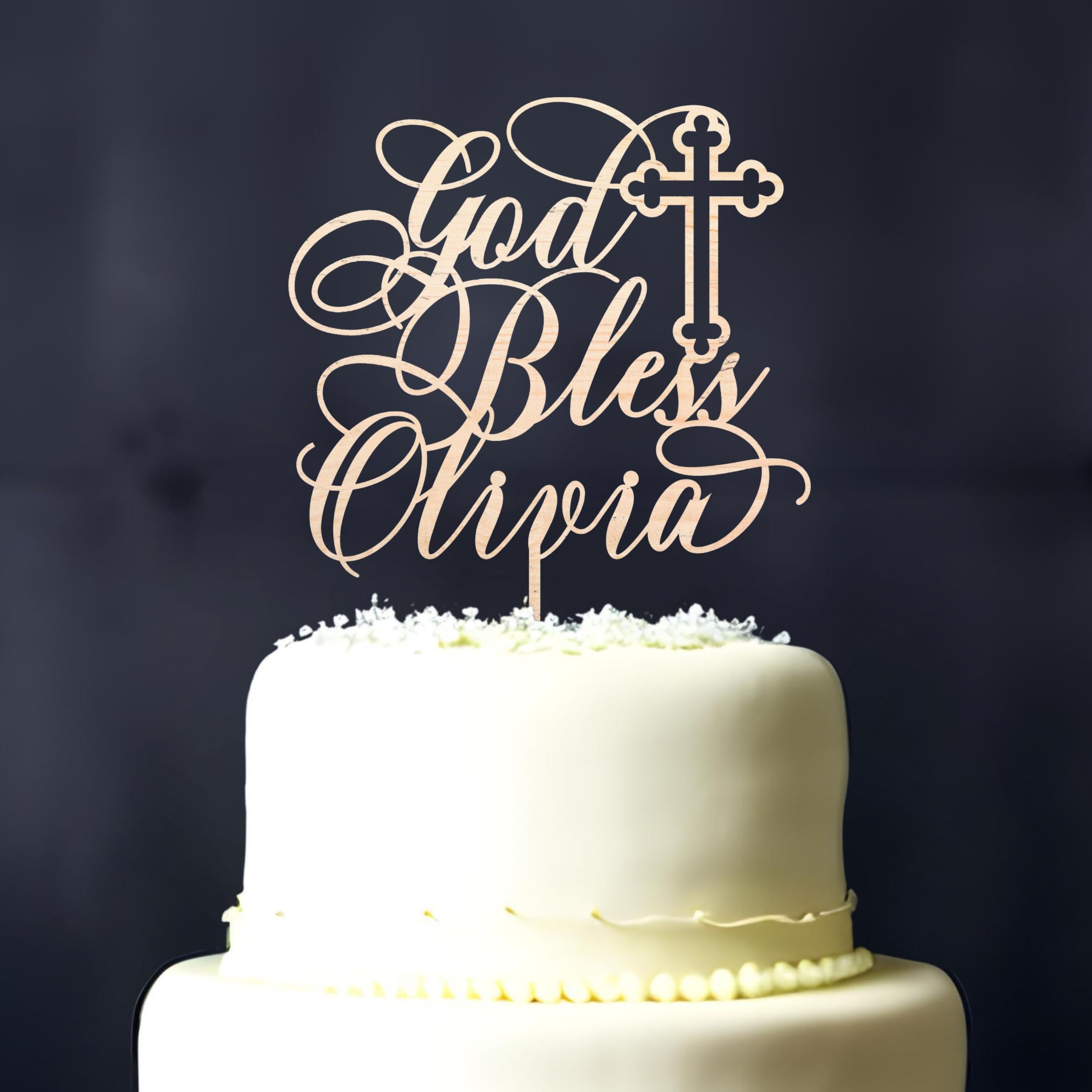 Custom Baptism Cake Topper Personalized with Name - Christening & Communion Cake Decor for Boys & Girls - Perfect for Baptism, First Communion, Baby Shower & Religious Celebrations