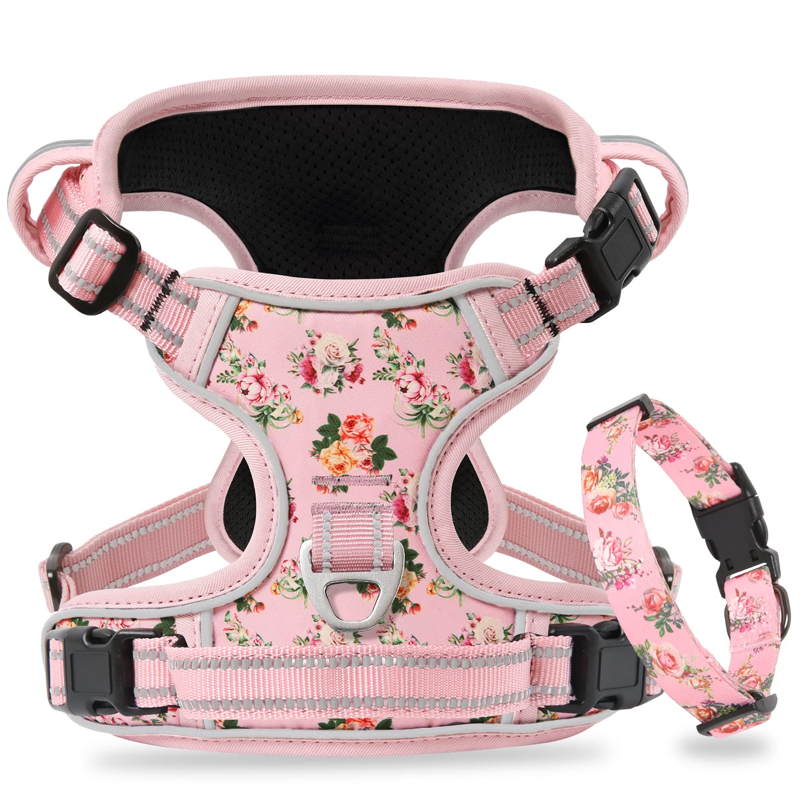 Timos Adjustable Dog Harness & Collar Set - Chest Size 17-34 Inch, Neck Size 15.94-25.59 Inch - 3 Snap Buckle Safety Design for Small to Large Dogs - Perfect for Walking, Training & Outdoor Adventures