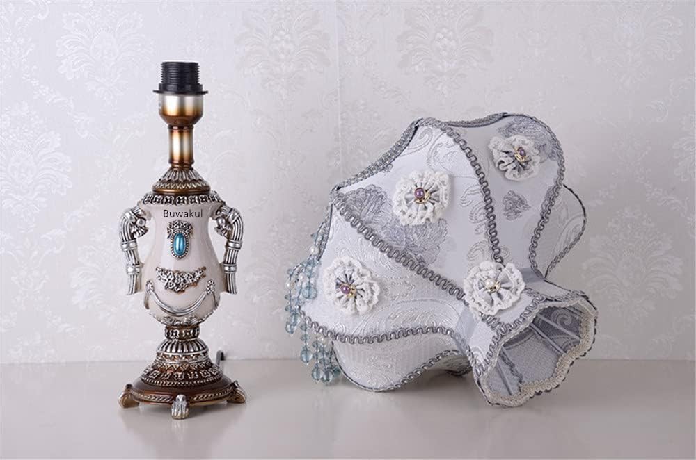 Classic Tiffany European Style Table Lamp - Handmade Retro Fabric Bedside Lamp with Victorian Princess Design & Spherical Resin Base | Perfect for Bedroom Nightstand, Living Room Decor, Office Desk Lighting