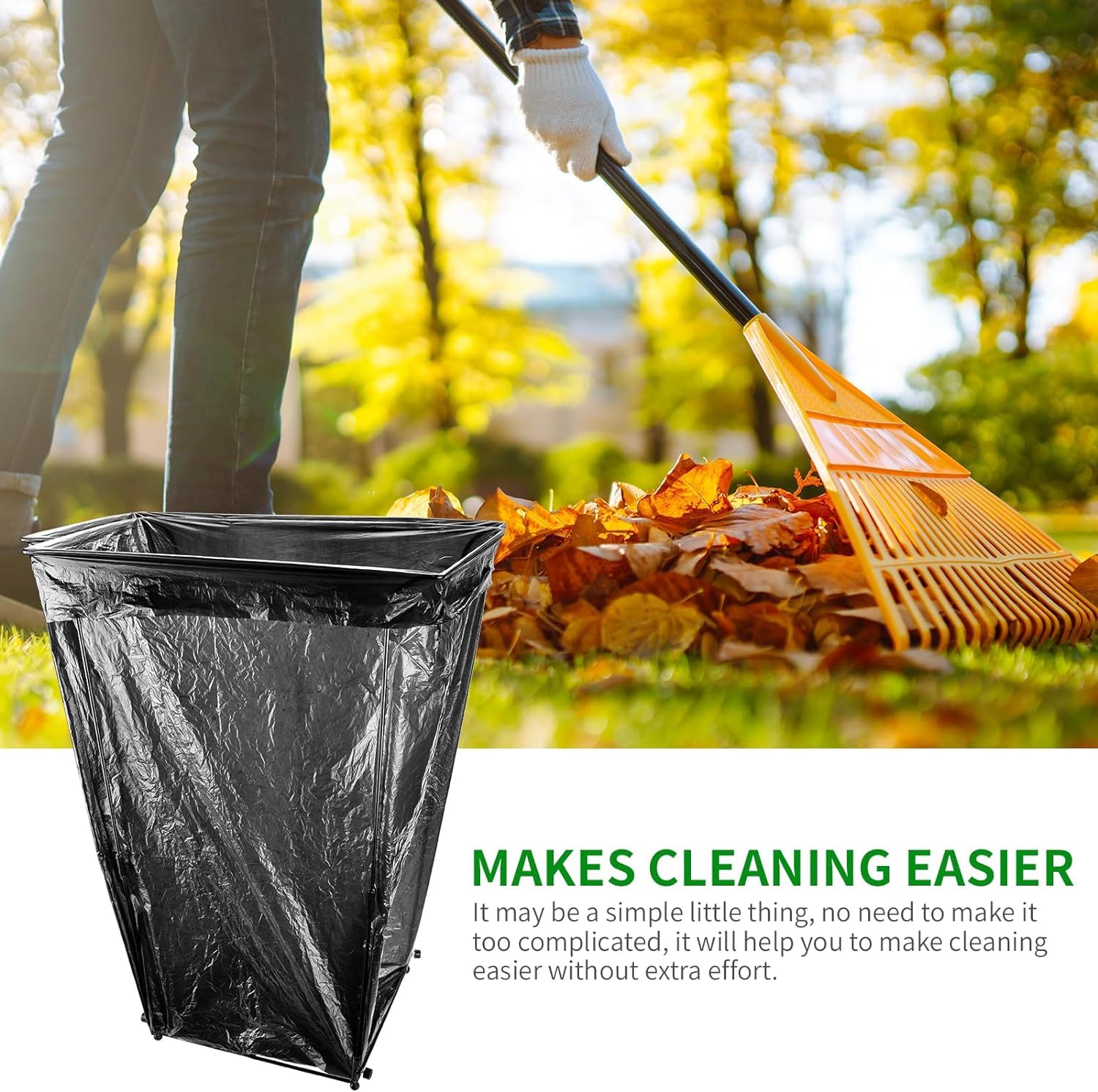 Heavy Duty Metal Leaf & Garbage Bag Holder - 30-45 Gallon Capacity | Multi-Use Outdoor Trash Can Stand for Yard Waste, Leaves & Debris | Perfect for Gardening, Landscaping & Home Cleanup