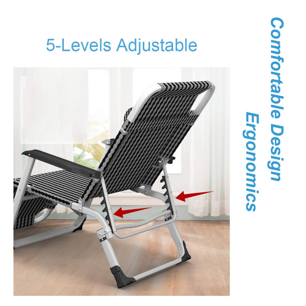 Extra Wide Sun Lounger Recliner with Cushion - Foldable Patio Chair for Poolside, Garden & Backyard - Comfortable Outdoor Sunbed for Adults & Kids - Gray Relaxing Lounge Chair for Beach, Deck & Balcony