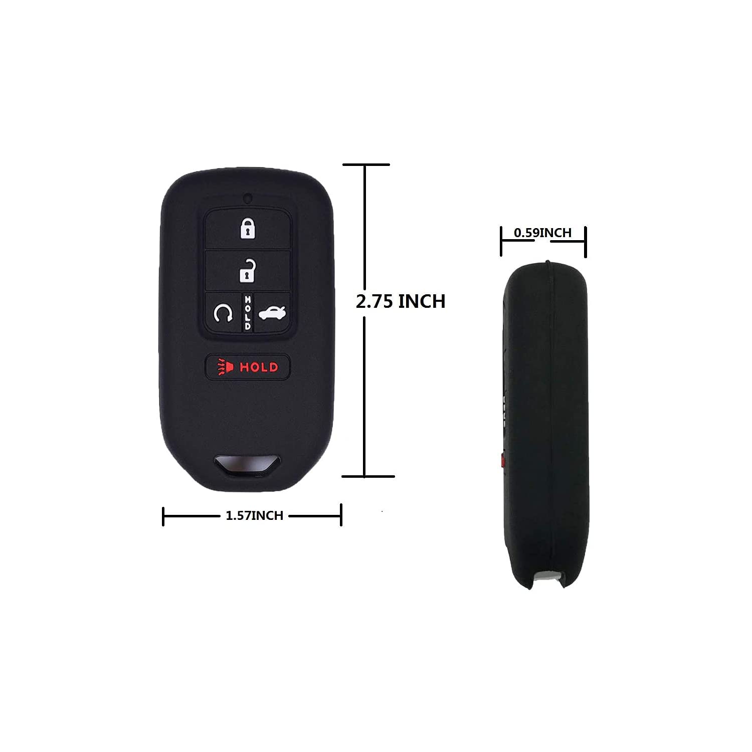 Premium Silicone Key Fob Cover for Honda Accord, Civic, CRV, Pilot, Passport, Insight - Durable Keyless Entry Remote Control Protector (2-Pack, Black) | Perfect for Everyday Protection & Car Key Organization