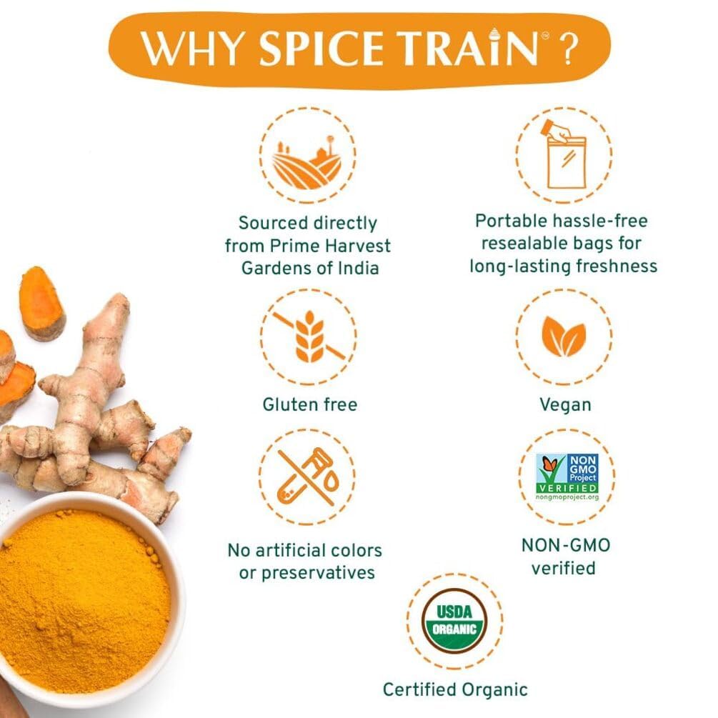 Organic Turmeric Powder with Curcumin 397g (14oz) - Gluten Free, Non-GMO, USDA Certified | Great for Golden Milk, Smoothies & Cooking