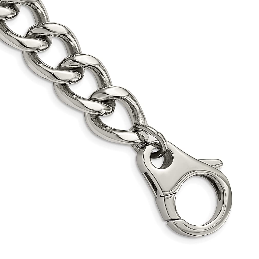 ICE CARATS 8.5 Inch Stainless Steel Curb Link Bracelet for Men - Durable Fashion Jewelry Gift for Dad, Husband & Boyfriend - Perfect for Casual Wear, Date Nights & Special Occasions