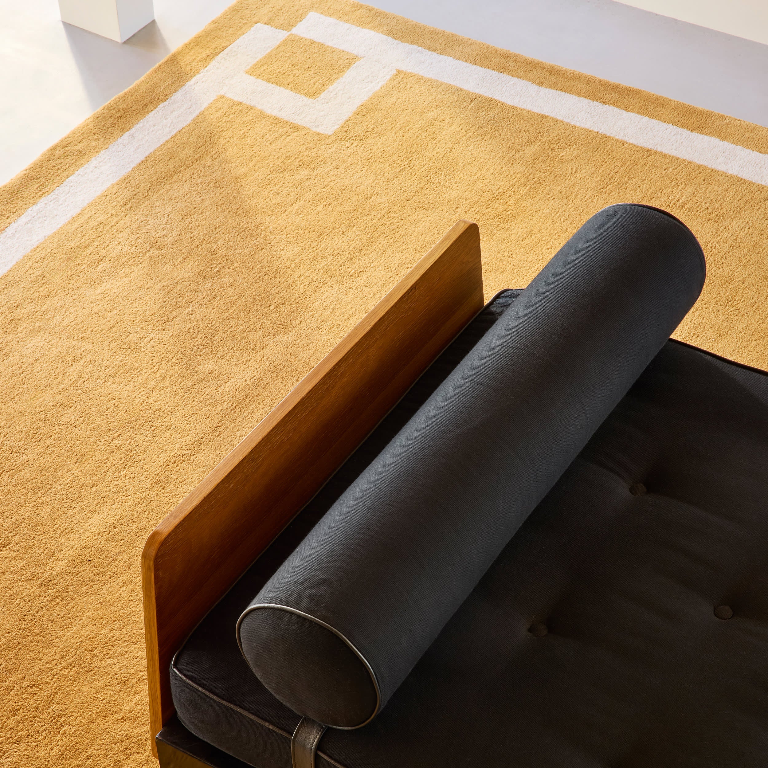 Grace Bordered Wool Rug - Golden Yellow Handmade Area Rug for Living Room, Bedroom & Home Decor | Soft & Durable Natural Wool Carpet