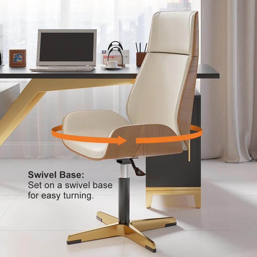 Premium Leather Modern Home Office Chair - Ergonomic High Back Executive Desk Chair with Lumbar Support - Perfect for Working from Home, Gaming & Conference Rooms