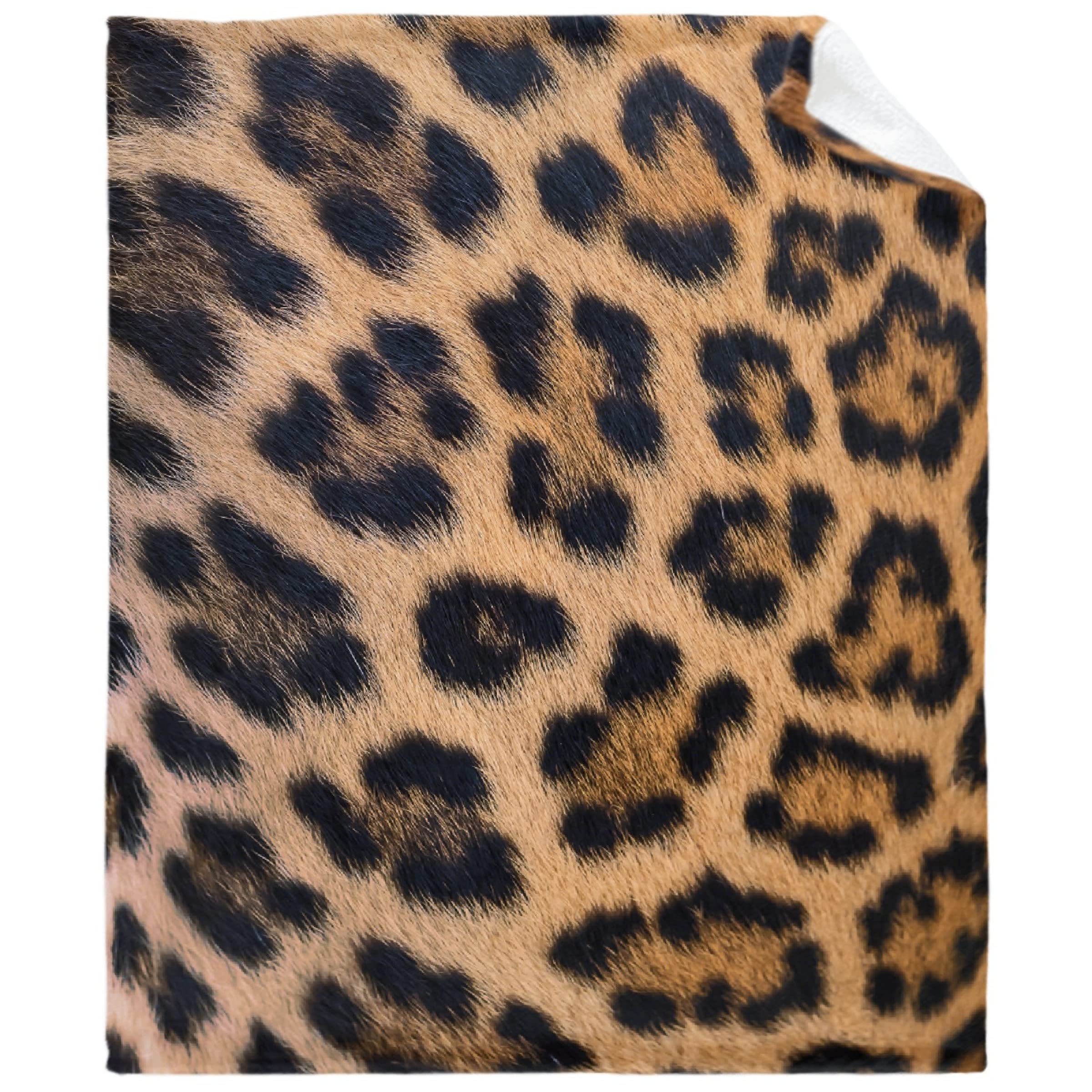 Leopard Print Throw Blanket - 120x90 Inch Soft Fuzzy Animal Skin Blanket for Bed, Sofa & Couch | Lightweight Cozy Blanket Gift for Family | Perfect for Home Decor, Movie Nights & Winter Warmth