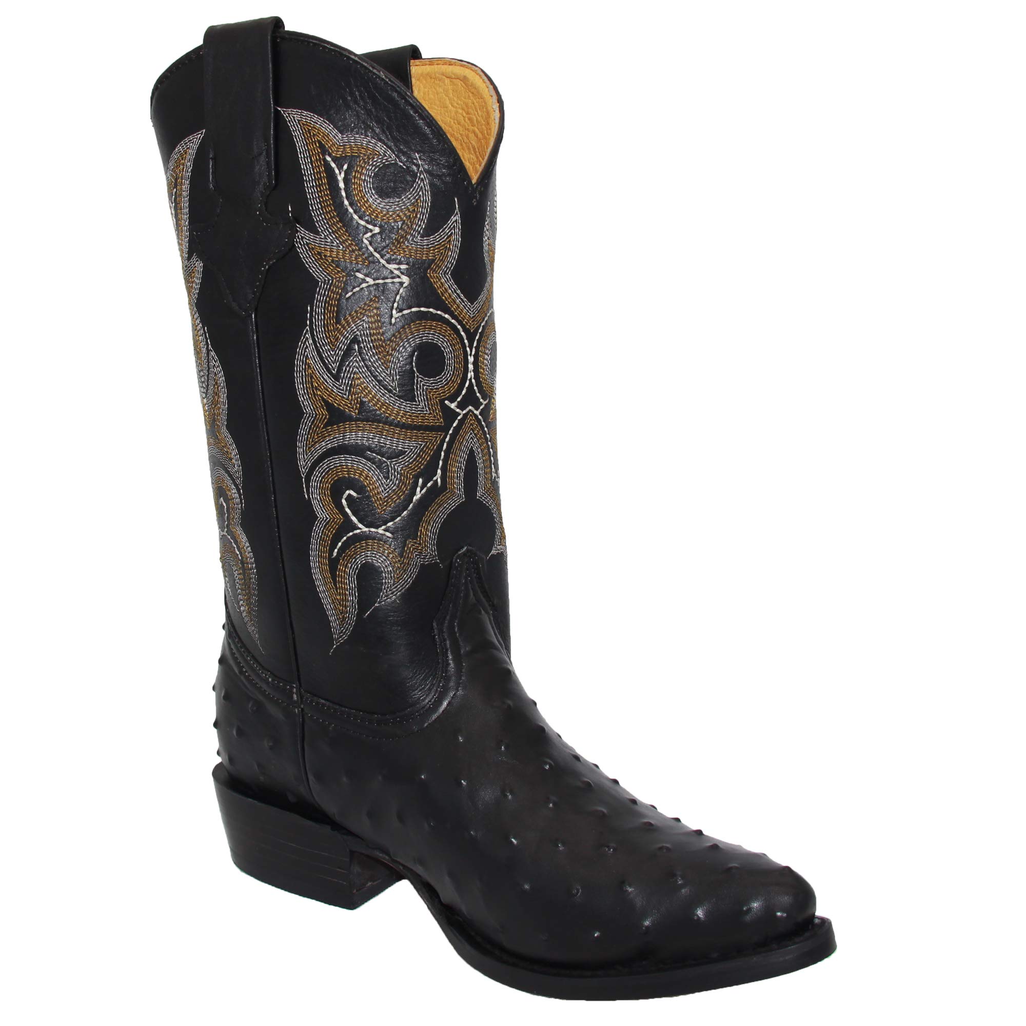 Premium Men's Leather Cowboy Boots - Genuine Embossed Ostrich Print Western Boots for Men with Free Matching Belt | Durable Rodeo & Country Style Footwear for Ranch Work, Line Dancing & Western Fashion