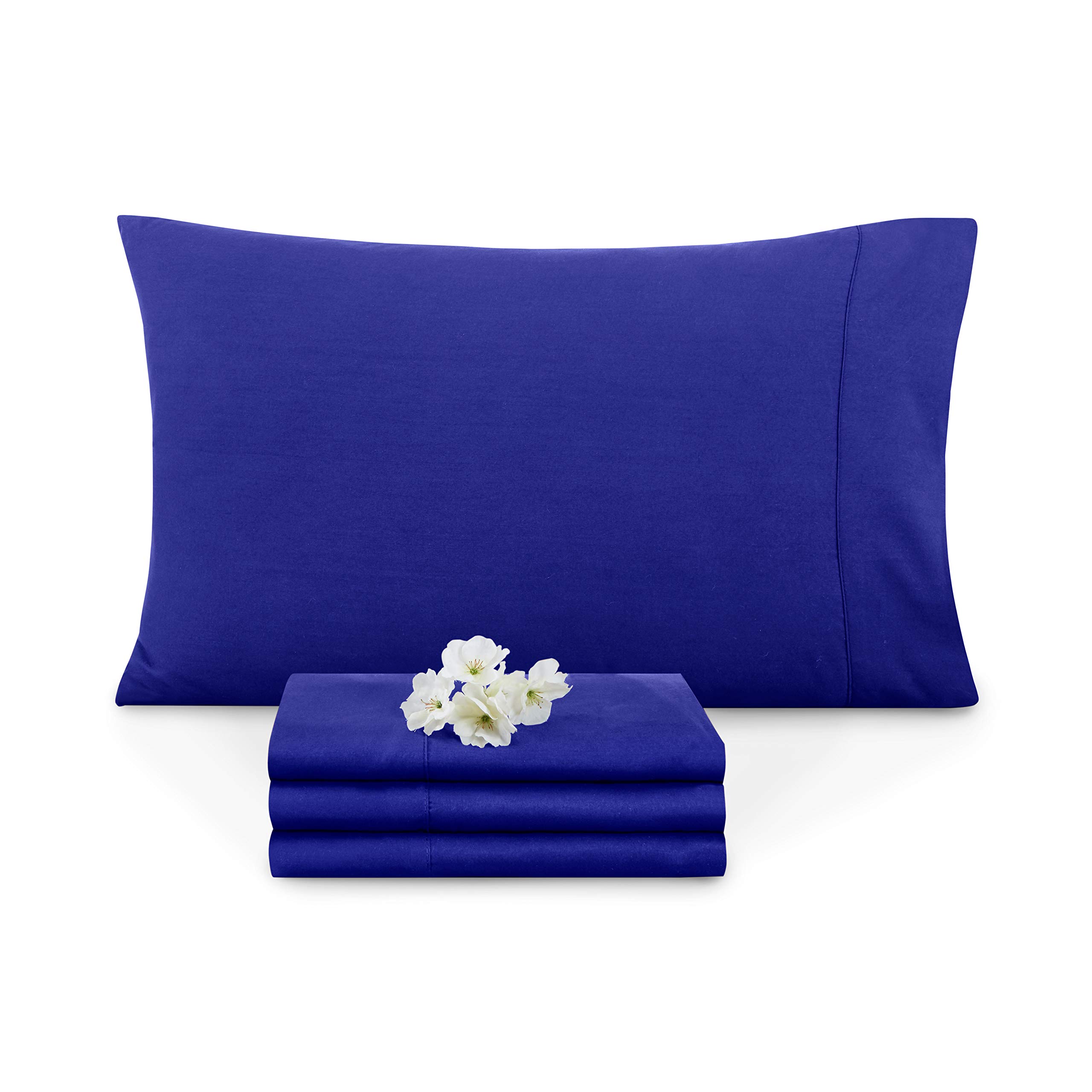 Empyrean Soft Standard & Queen Size Pillowcases Set of 4 - Luxury 100% Cotton Bedding Pillow Covers - Royal Blue for Bedroom, Hotel, or Guest Room Decor