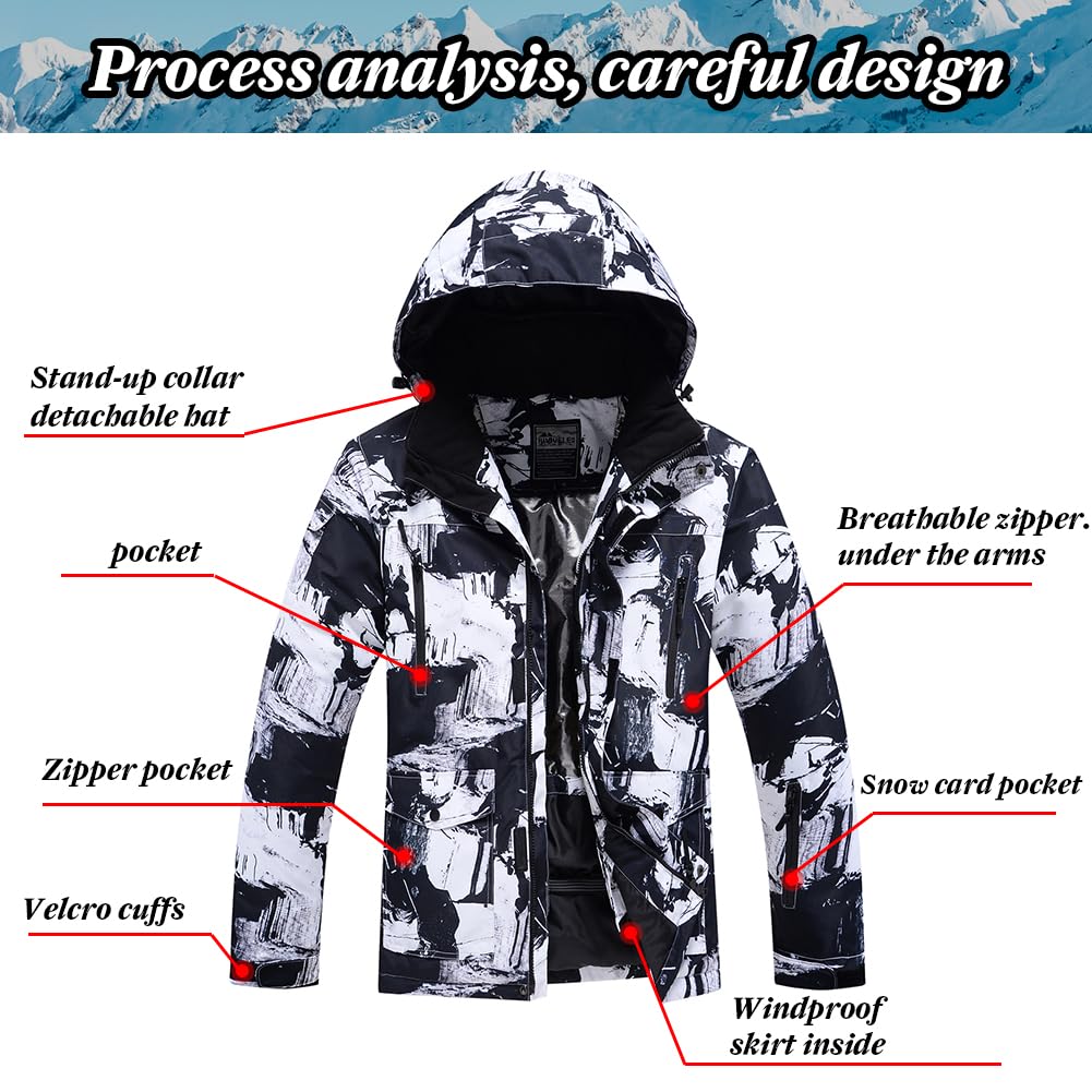 RIUIYELE Men's Insulated Waterproof Ski Jacket & Pants Set - Winter Warm Snowsuit for Skiing & Snowboarding | Outdoor Cold Weather Gear for Mountain Adventures