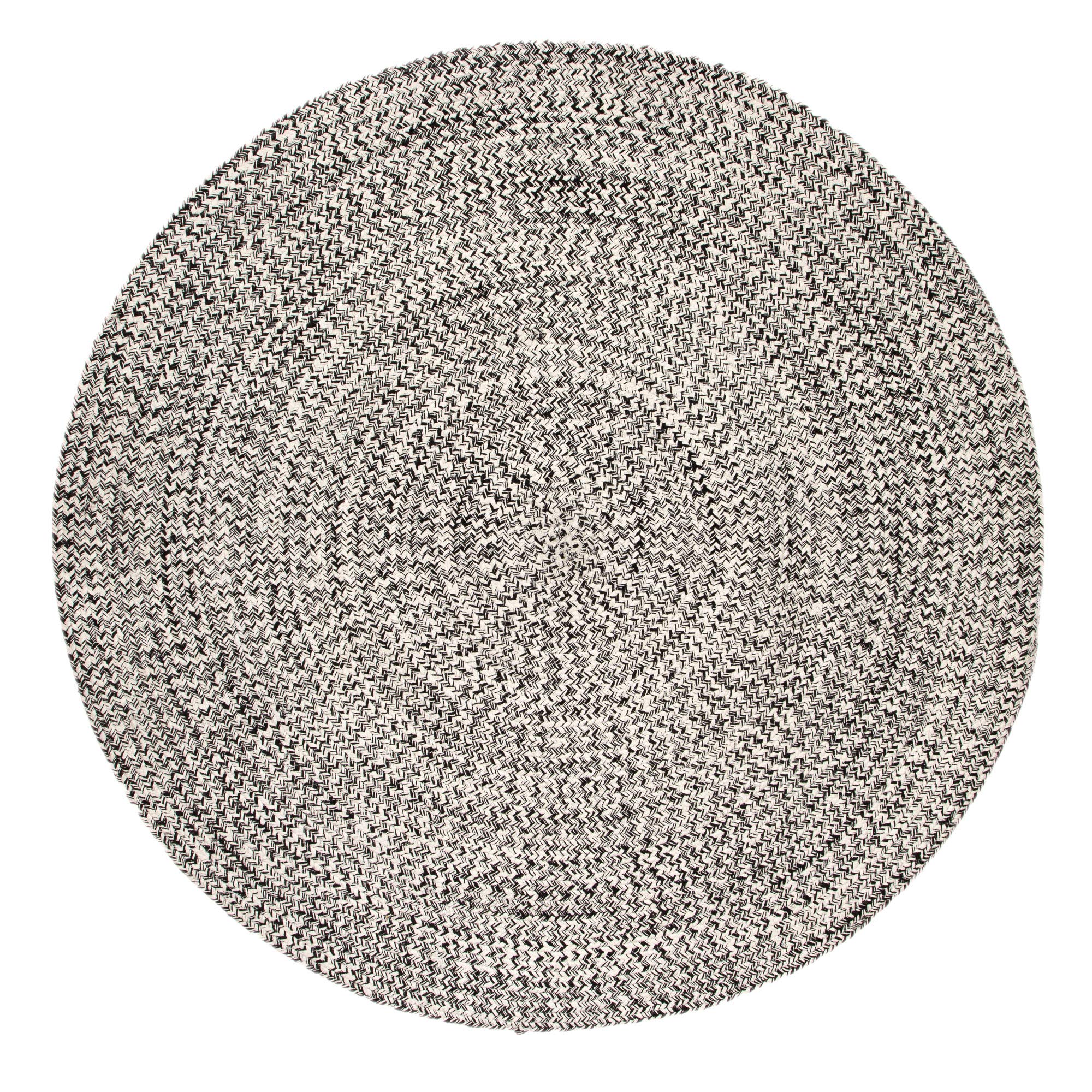Farmhouse Braided Cotton Reversible Area Rug - Black & White Round 6' Kitchen Carpet for Dining Room, Living Room & Bedroom Decor