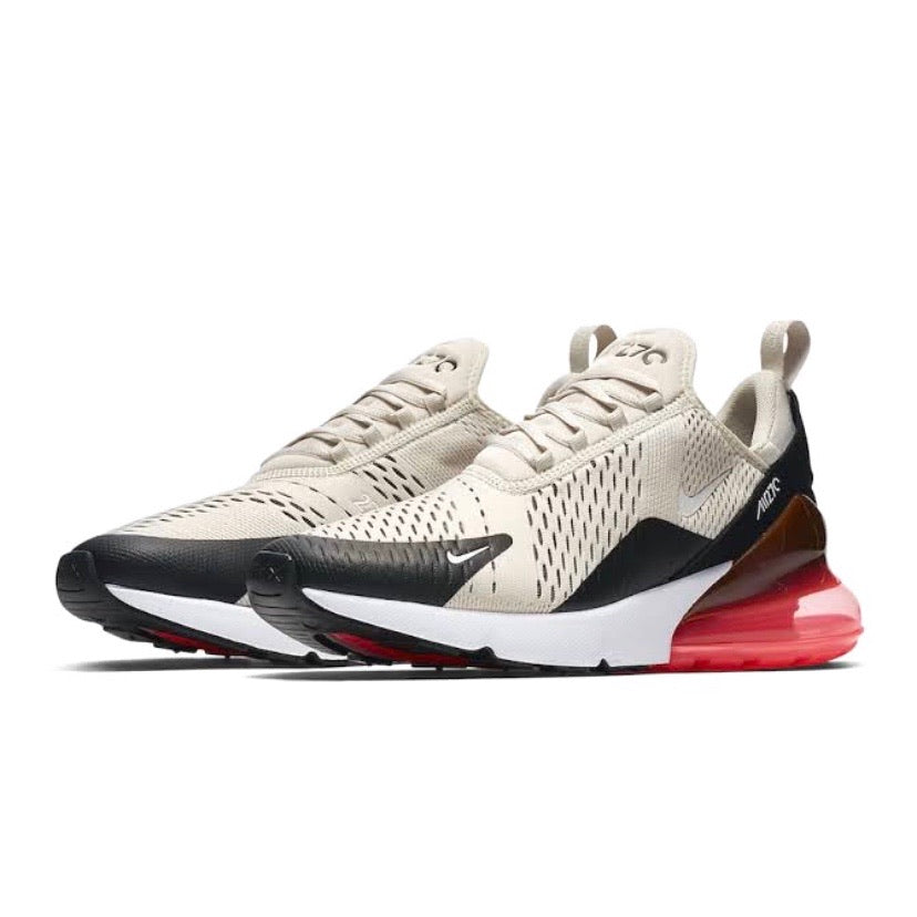 Nike Air Max 270 Men's Running Shoes - Black/Light Bone/Hot Punch - Cushioned Comfort for Jogging, Gym & Casual Wear