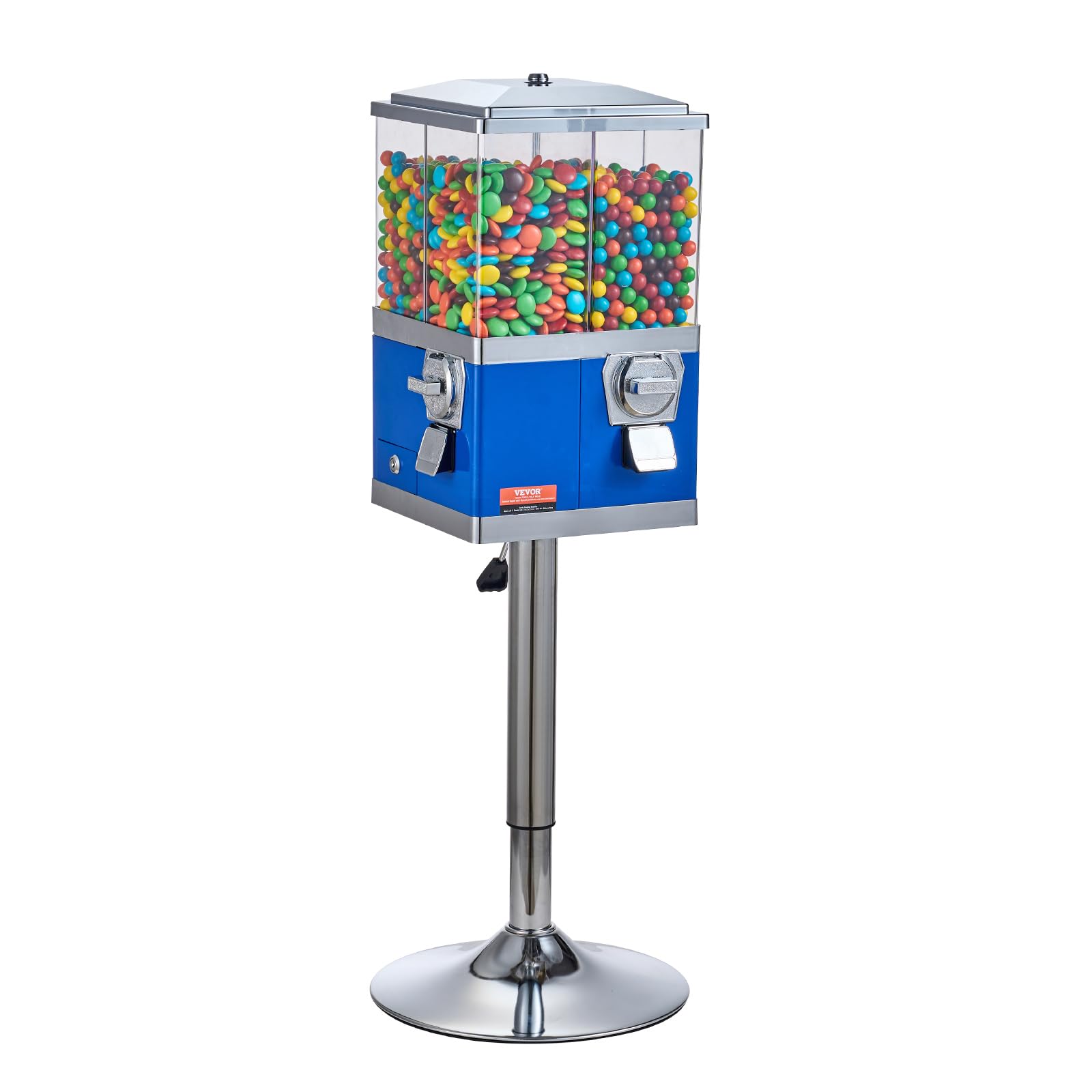 VEVOR Commercial Vending Machine - 4 Compartment Rotatable Gumball & Candy Dispenser with Adjustable Height & Iron Stand | Coin Operated for Gumballs, Candy, Toy Capsules, Bouncy Balls, Nuts | Perfect for Retail Stores, Arcades, Restaurants & Business Use (Blue)
