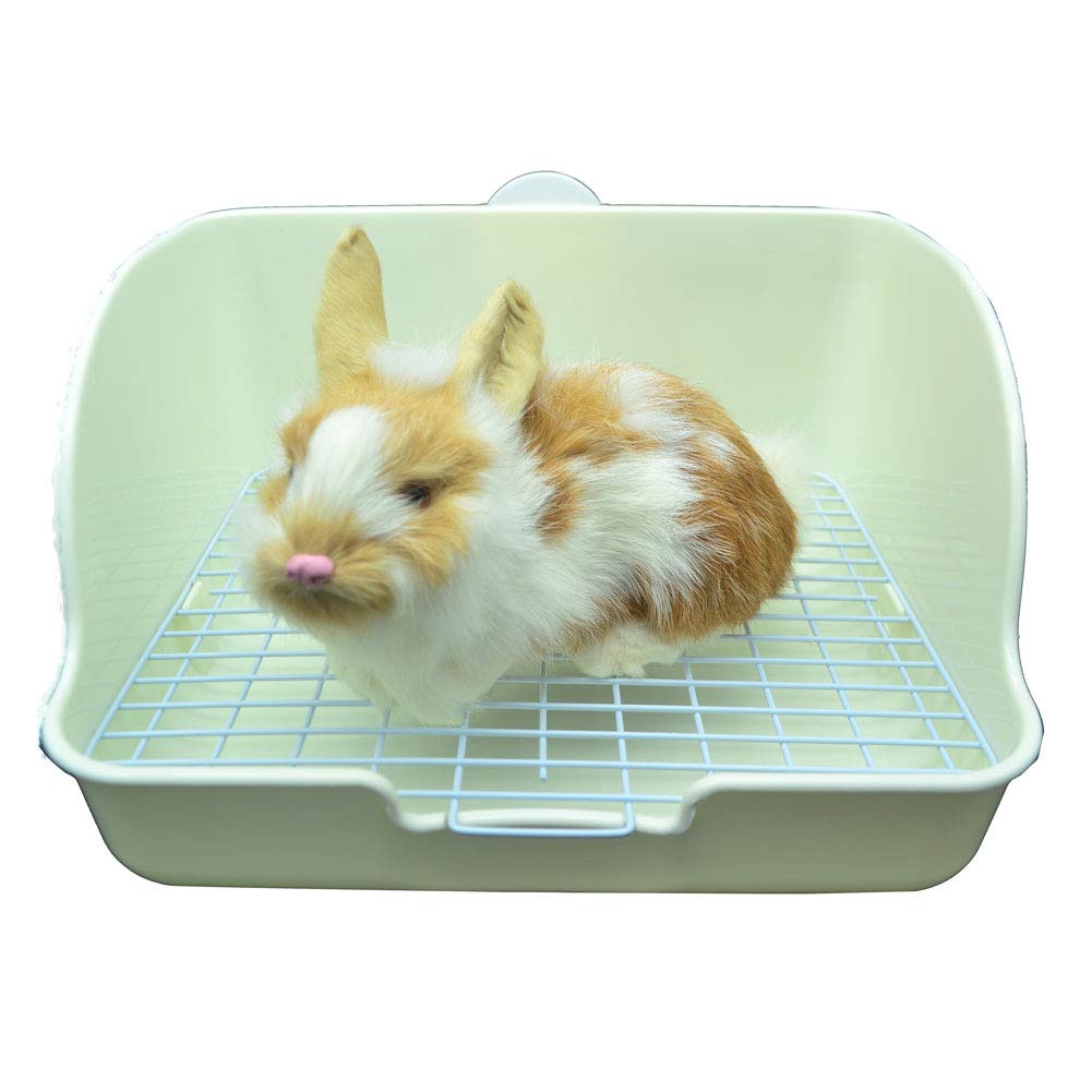 RUBYHOME 11-Inch White Plastic Rabbit Litter Box - Square Cage Potty Trainer with Corner Design for Small Pets Like Rabbits, Guinea Pigs, Chinchillas & Ferrets - Perfect for Cage Training & Odor Control in Indoor Habitats