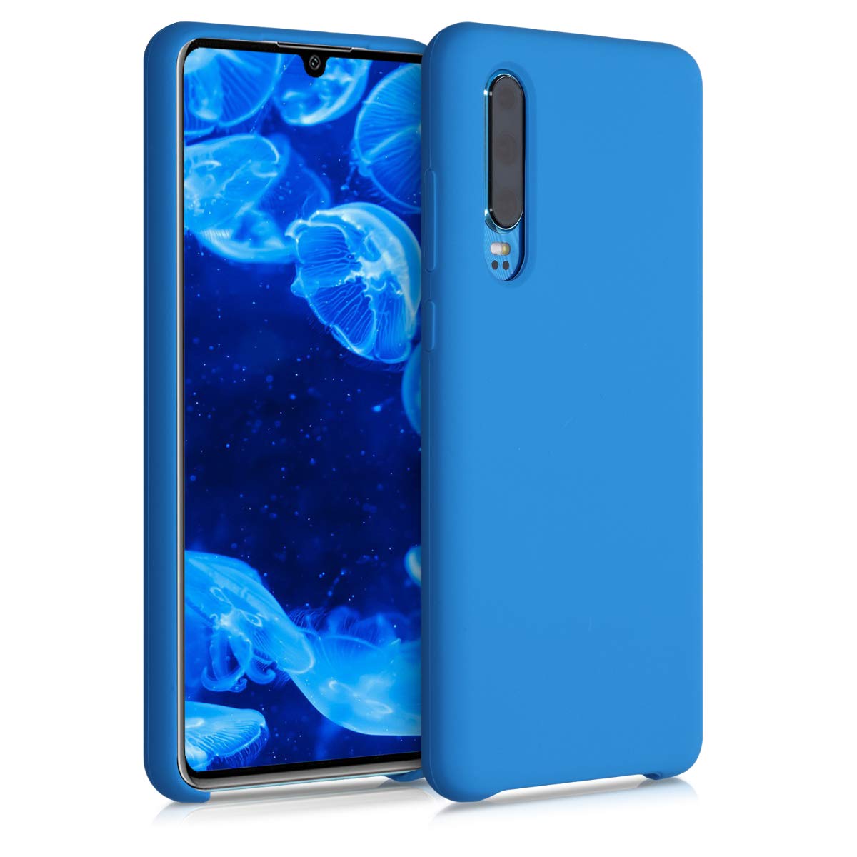 kwmobile Huawei P30 Case - Shockproof TPU Silicone Phone Cover with Soft Finish in Radiant Blue - Protective Case for Everyday Use, Work & Travel