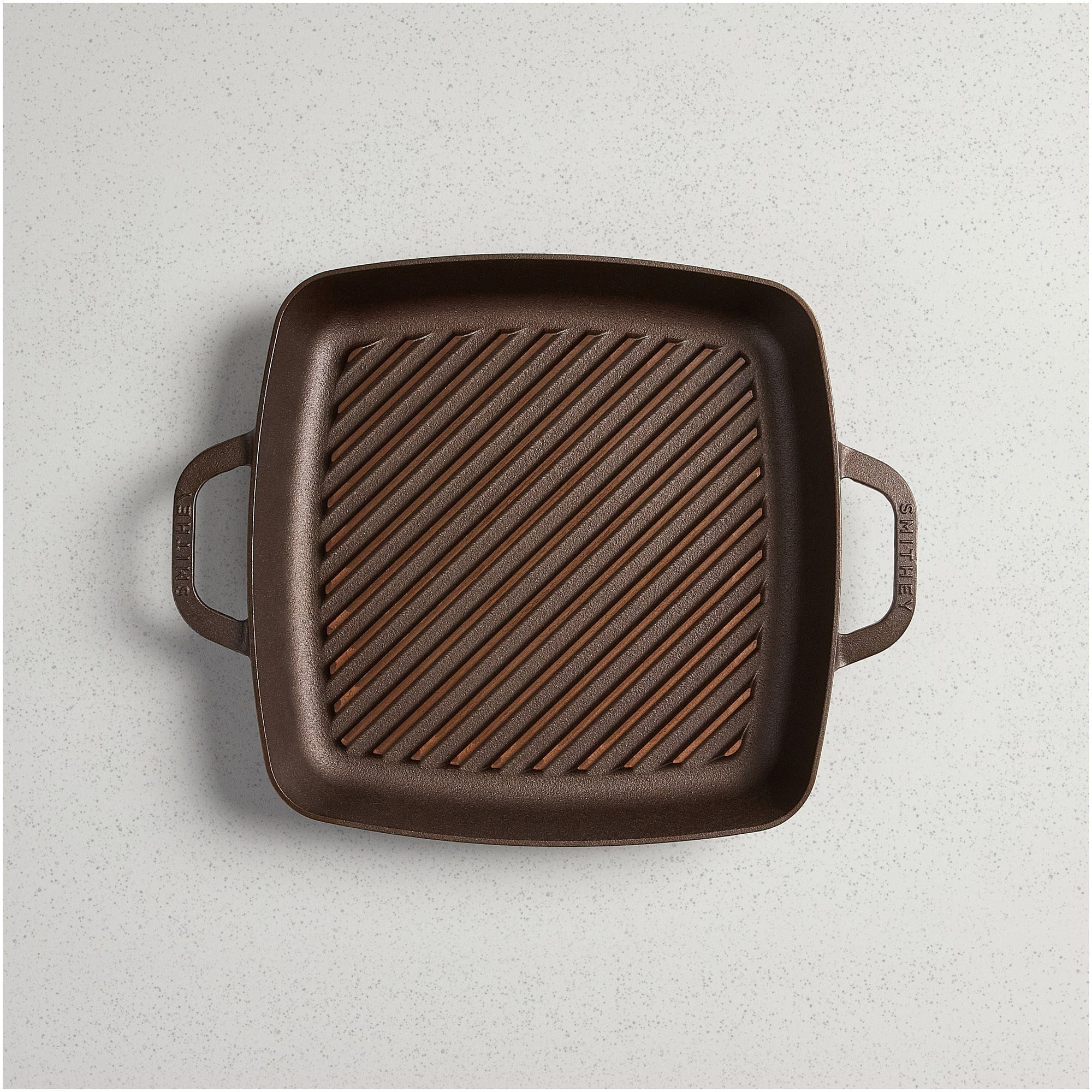 Smithey Ironware Traditional Cast Iron Square Grill Pan - 12 Inch Indoor/Outdoor Grill Pan for Steak, Vegetables & Burgers - Made in USA - Perfect for Camping, BBQ & Home Cooking