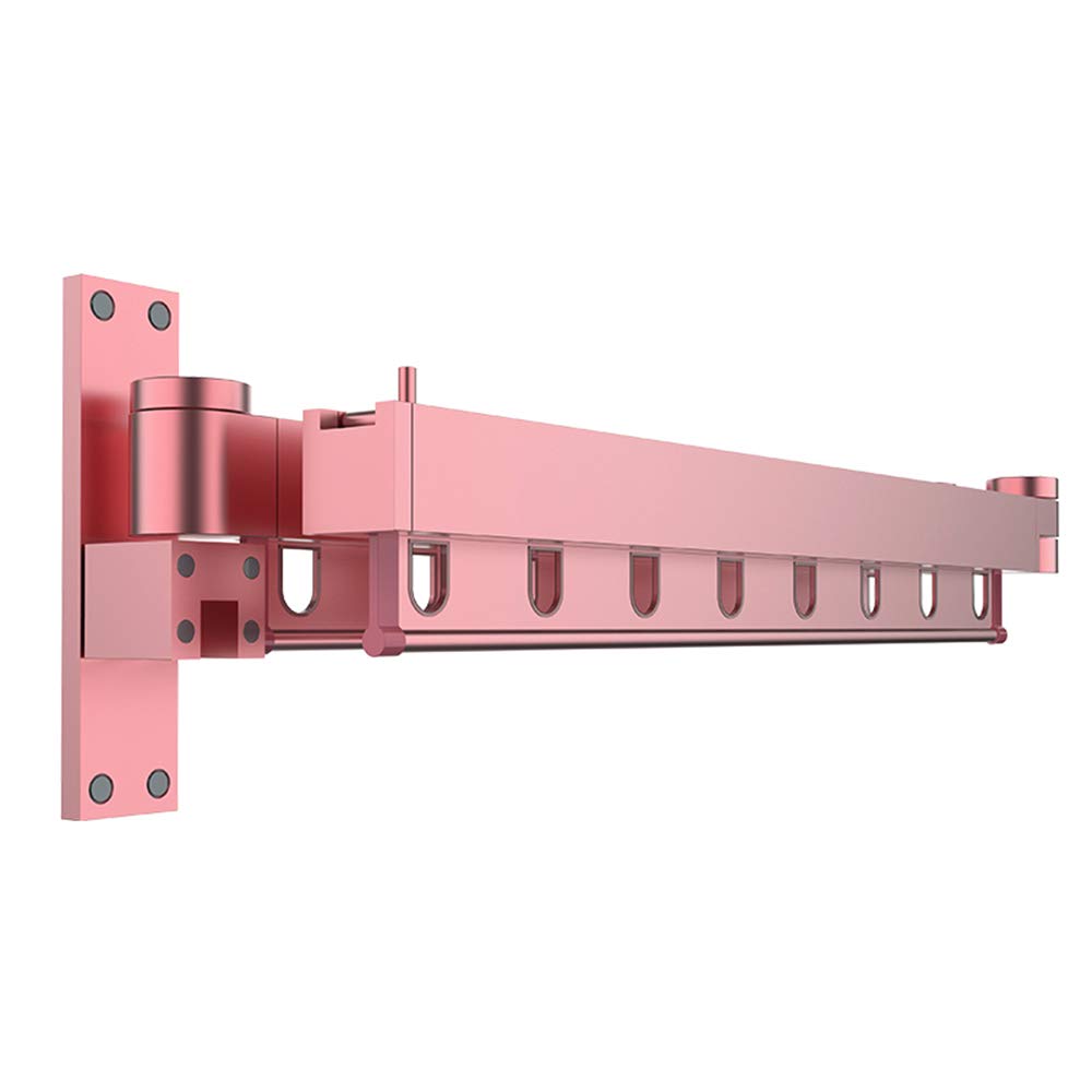 Retractable Wall Mounted Clothes Rack - Foldable Laundry Drying Hanger for Closet Storage Organization | Space Saving Solution for Balcony, Laundry Room, Bathroom & Bedroom | Pink Home Organization Accessory (Perfect for Small Apartments & Dorm Rooms)