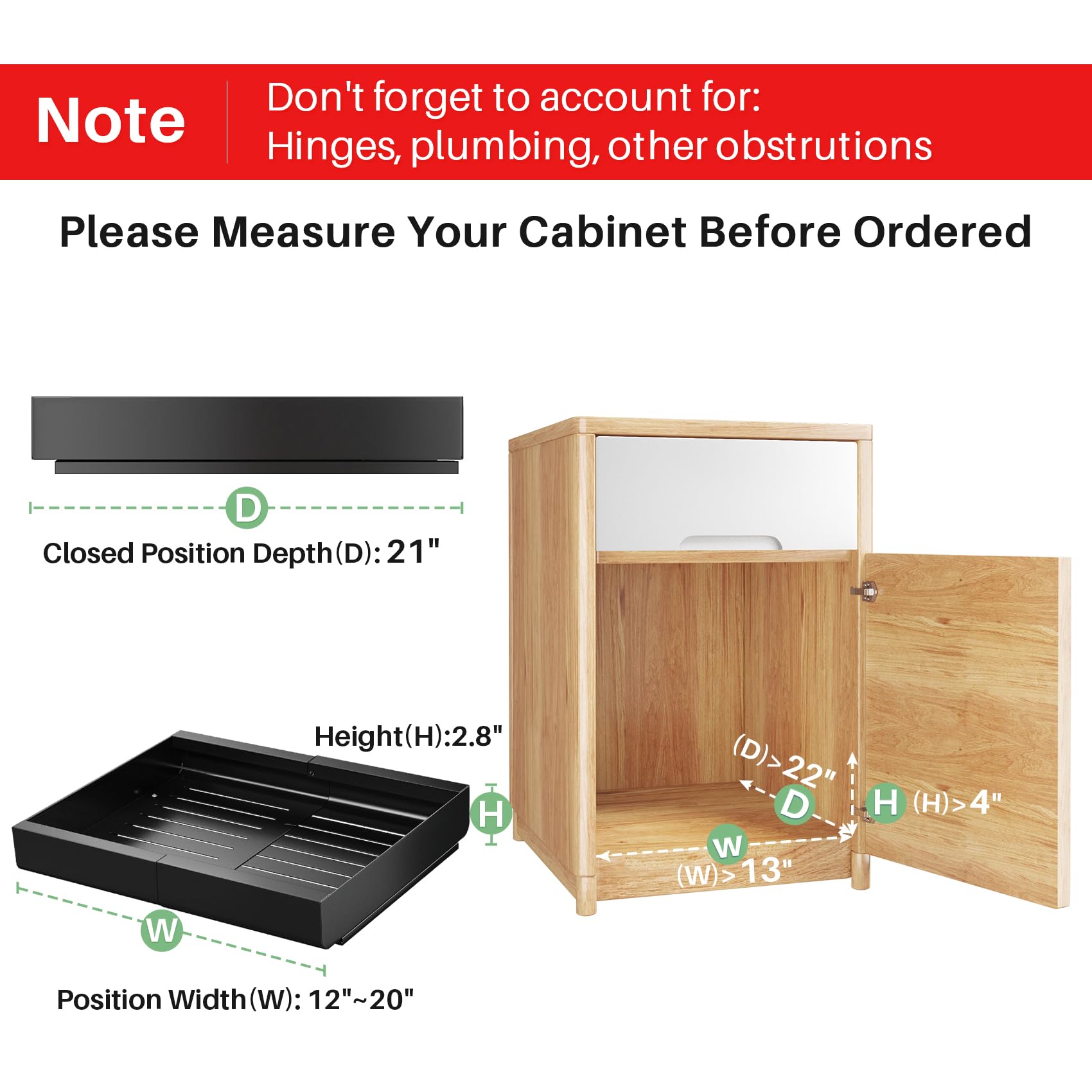 Heavy Duty Pull Out Cabinet Organizer - Expandable 12