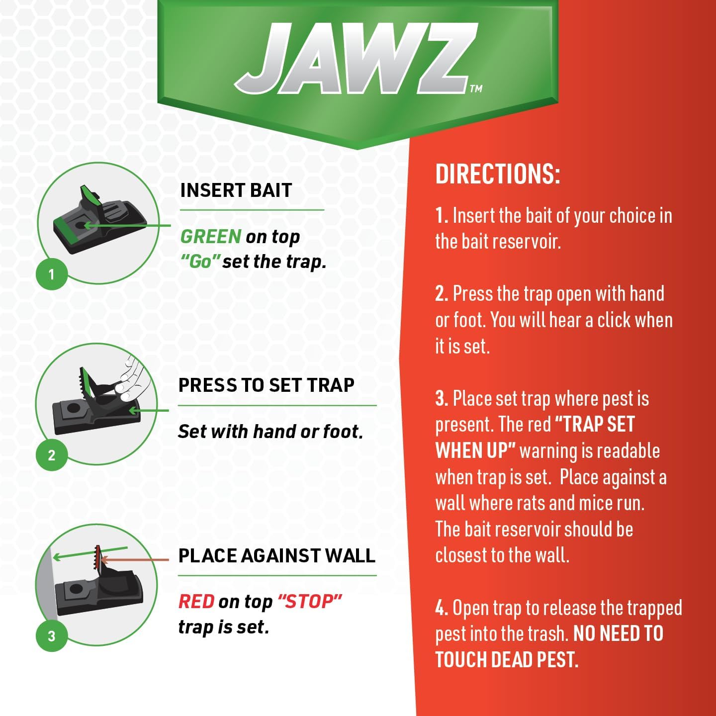 JT Eaton 410 Jawz Indoor Rat Trap - Instant Kill Mouse & Chipmunk Traps for Home & Garage - Solid or Liquid Bait Ready - No Touch Disposal - 1 Pack - Perfect for Basement, Attic & Kitchen Rodent Control