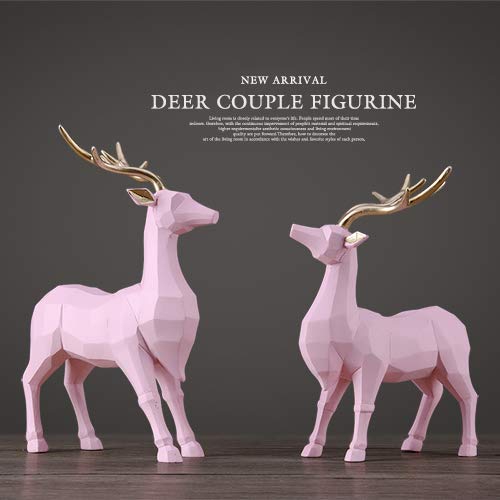 JIAXIN Polyresin Deer Statue - Handcrafted Animal Figurine for Home Decor, Dark Khaki | Elegant Living Room Centerpiece, Wedding Gift & Shelf Display Decor
