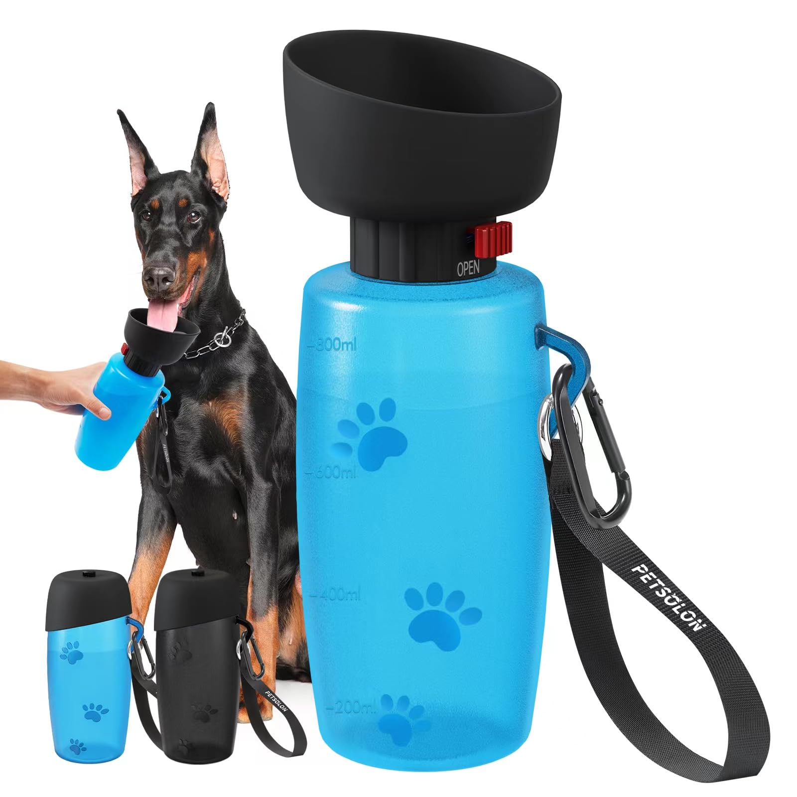 28oz Leak Proof Dog Water Bottle with Bowl - Portable Pet Water Dispenser for Travel, Hiking & Outdoor Use