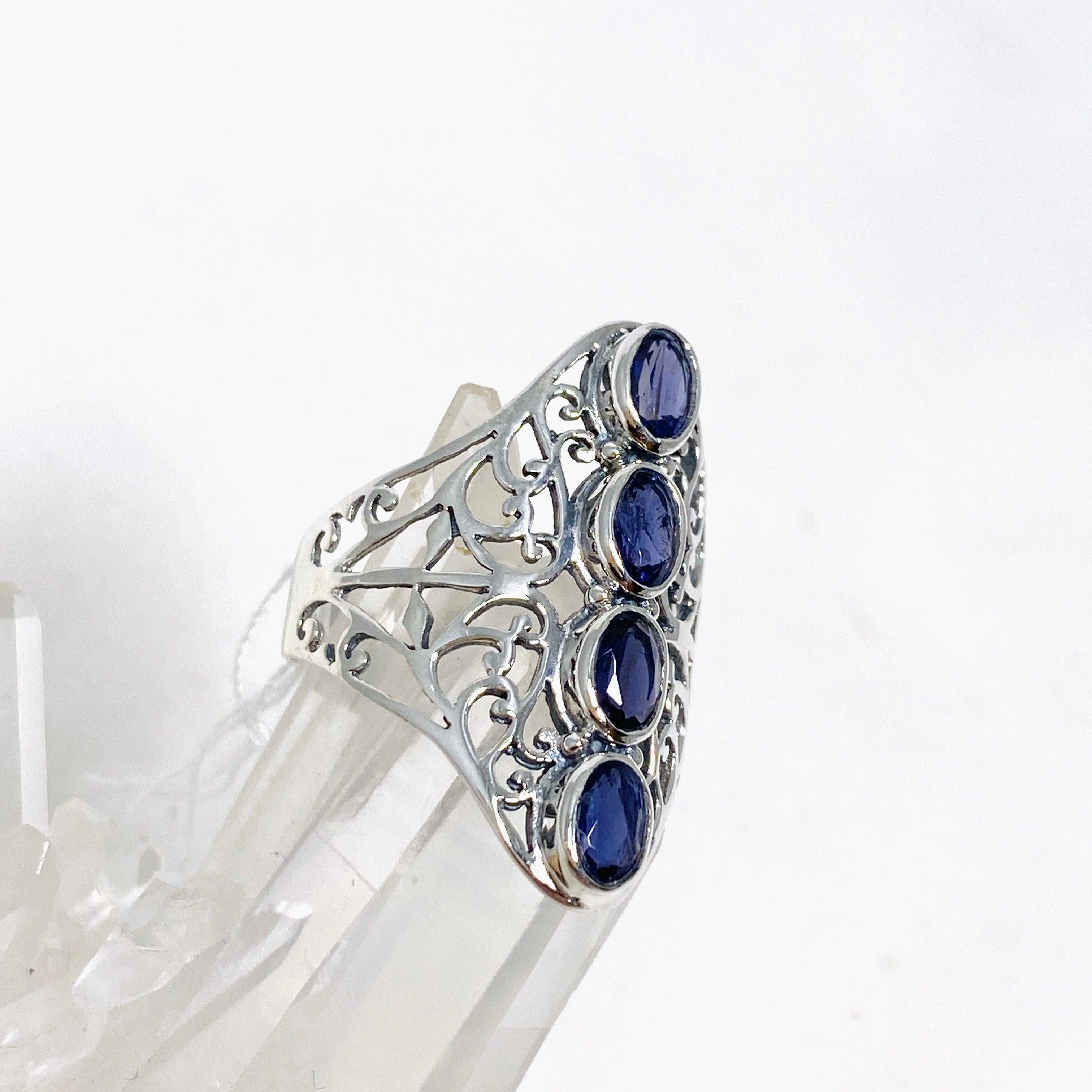 Iolite Faceted Multi-Stone Filigree Ring R3608 - Elegant Jewelry for Women, Perfect for Weddings, Parties & Special Occasions