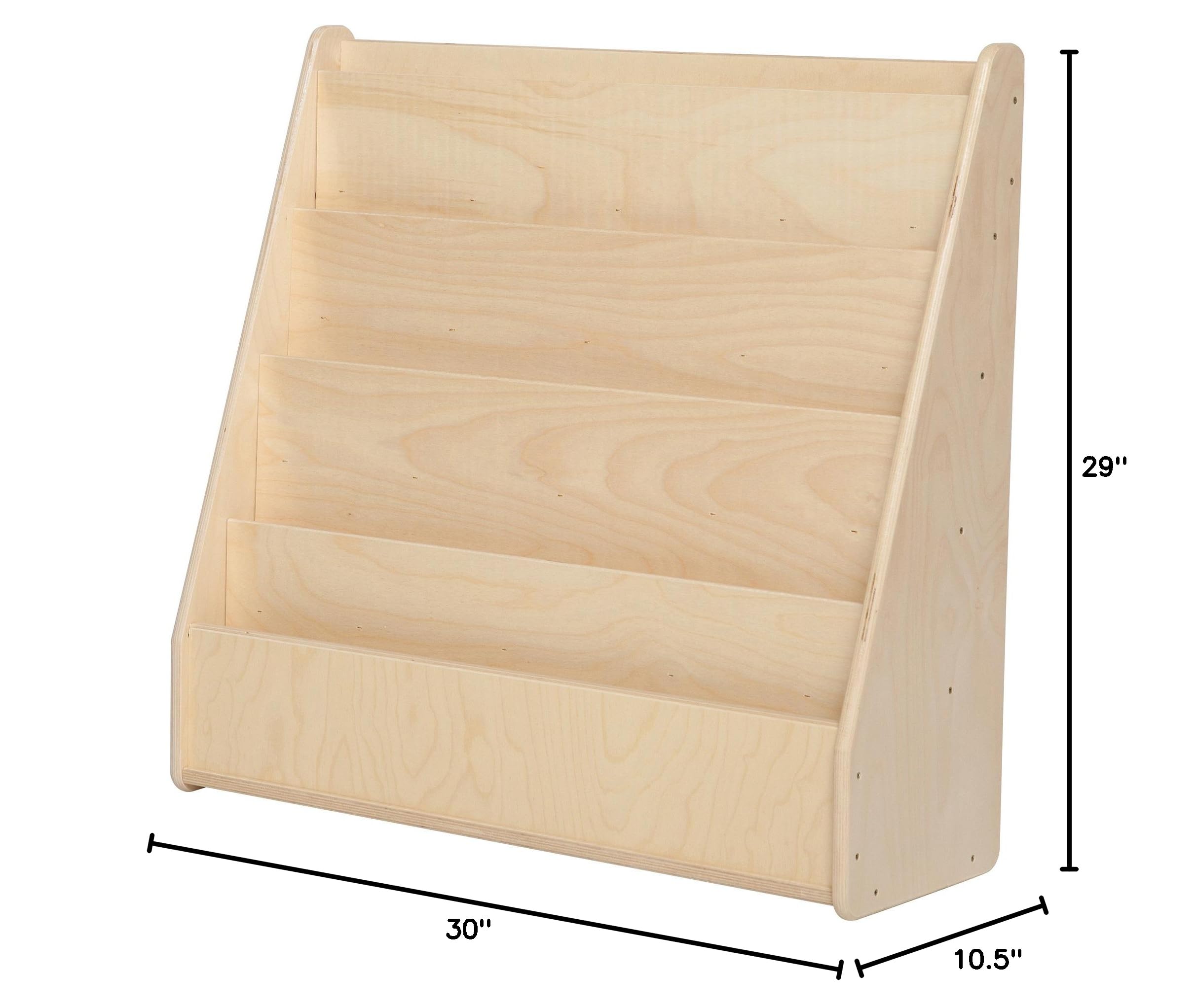 SPROGS Wooden Book Shelf Display SPG-355F - Natural Wood Book Organizer for Kids Room, Nursery & Classroom - Perfect for Storybooks, Toys & Decorative Storage