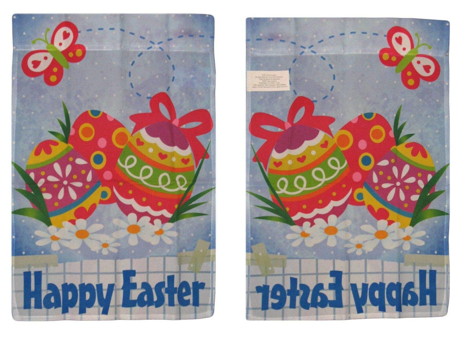 Happy Easter Eggs Garden Flag - 28x40 Inch Nylon Outdoor Decorative Flag for Spring & Easter Decorations - Perfect for Yard, Lawn, and Patio Decor