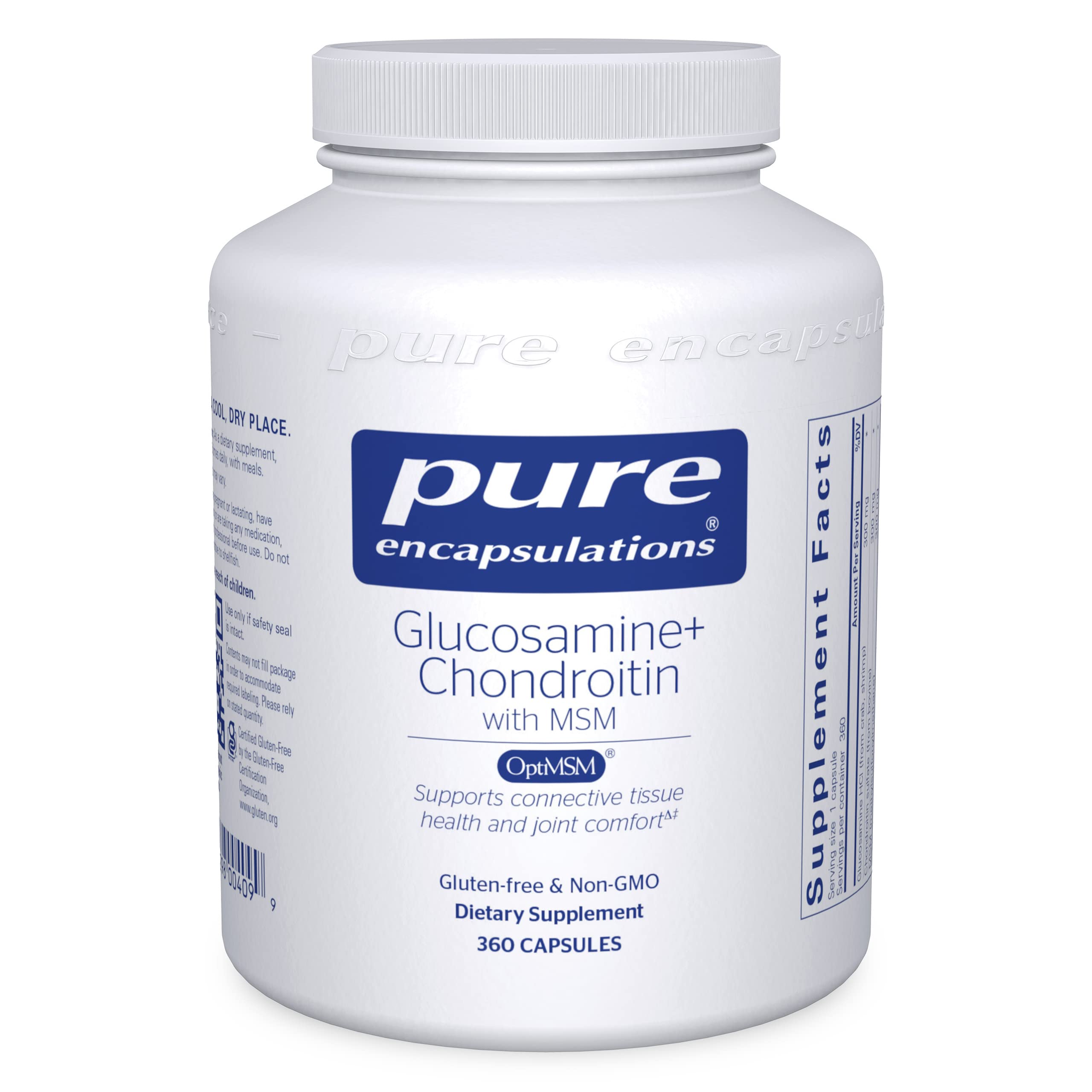 Pure Encapsulations Glucosamine Chondroitin with MSM Supplement - 360 Capsules for Joint & Cartilage Support | Promotes Connective Tissue Health | Ideal for Athletes, Seniors & Active Lifestyles