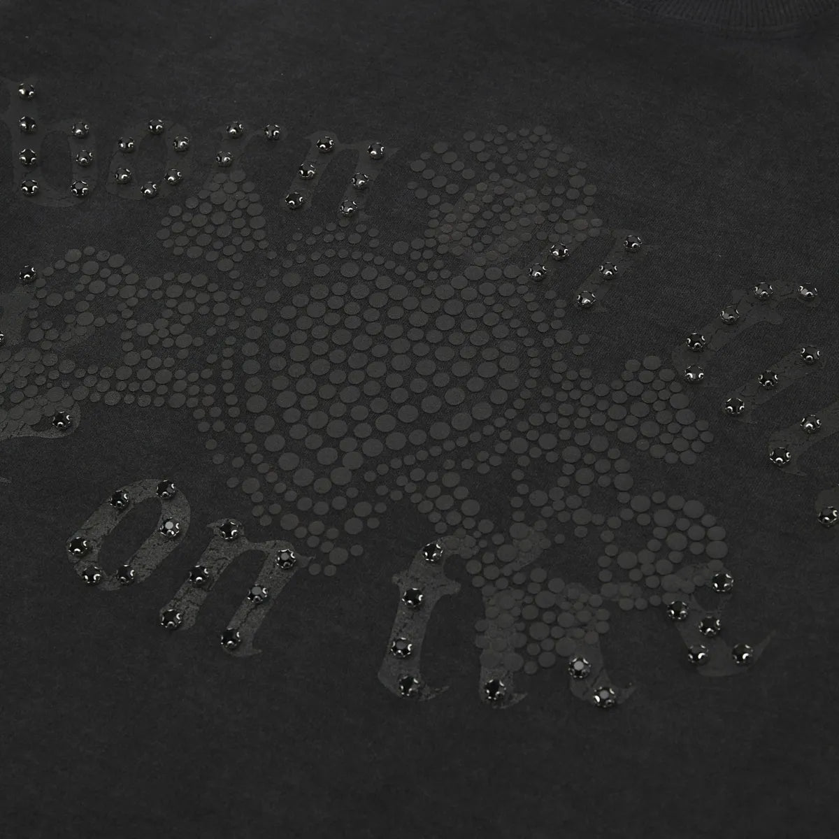 WHEN SMOKE CLEARS Born on Fire Rhinestone T-Shirt - Black | Edgy Graphic Tee for Concerts, Parties & Streetwear Fashion