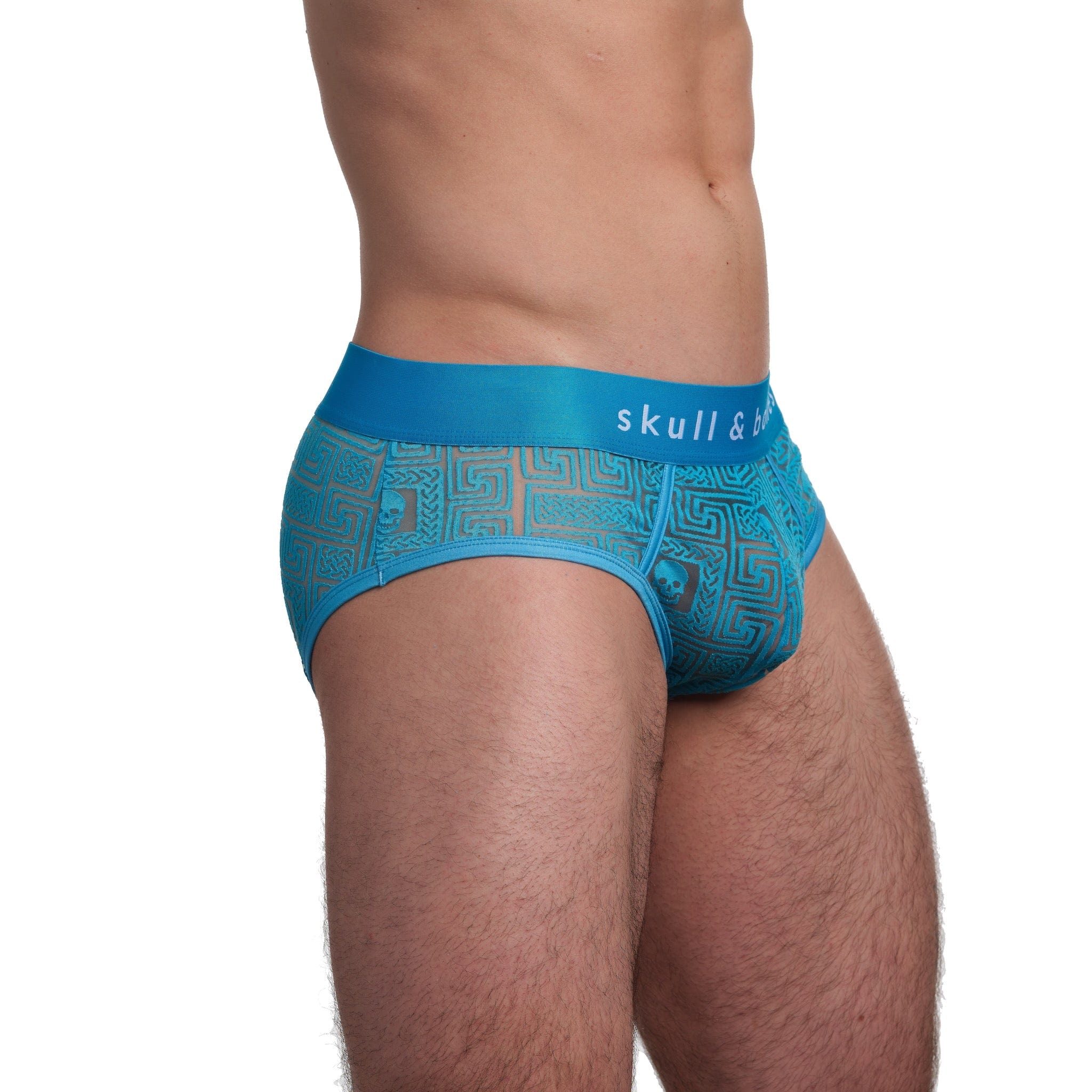 Roman Tile Burnout Brief Neon Blue - Sexy Sheer Lingerie Panties for Women | Perfect for Date Night, Boudoir Photos & Sensual Occasions