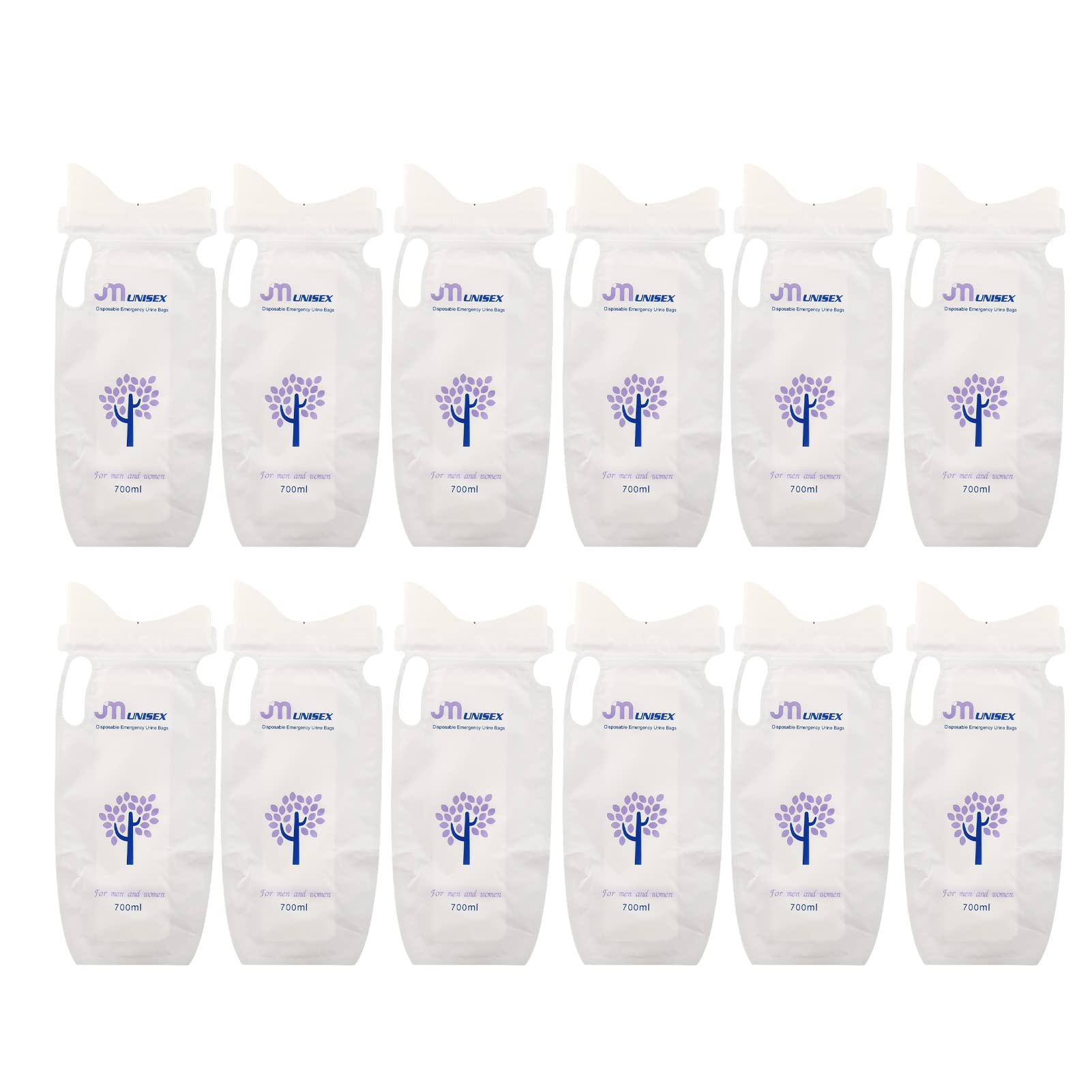 Alomejor 12 Pack 700ML Disposable Travel Urinal Bags - Portable, Leak-Proof & Foldable Unisex Urine Collection Bags for Camping, Road Trips & Emergency Use