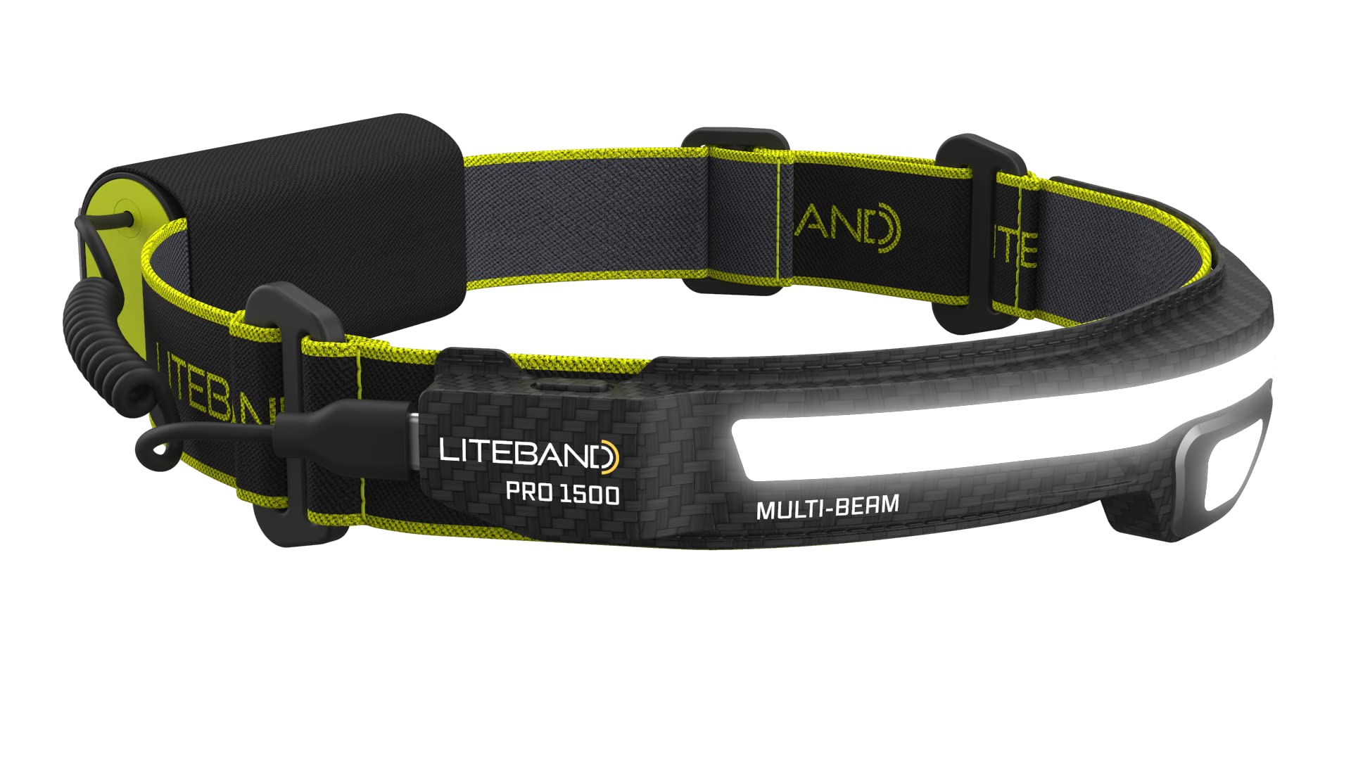 Liteband PRO 1500 Lumens Rechargeable LED Headlamp - Super Bright Tactical Flashlight for Hard Hats, Mechanics, Camping & Running | Waterproof Forehead Light with Carbon Fiber Design | Perfect for Outdoor Adventures, Night Work & Emergency Situations