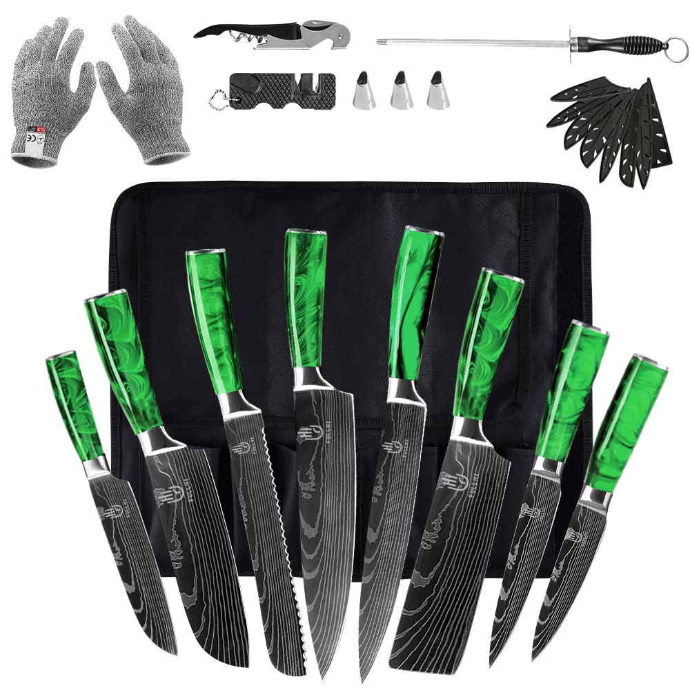 Premium 14-Piece Japanese Knife Set - German Stainless Steel Kitchen Knives with Multiple Color Options | Perfect for Home Chefs, Professional Kitchens & Gift Giving