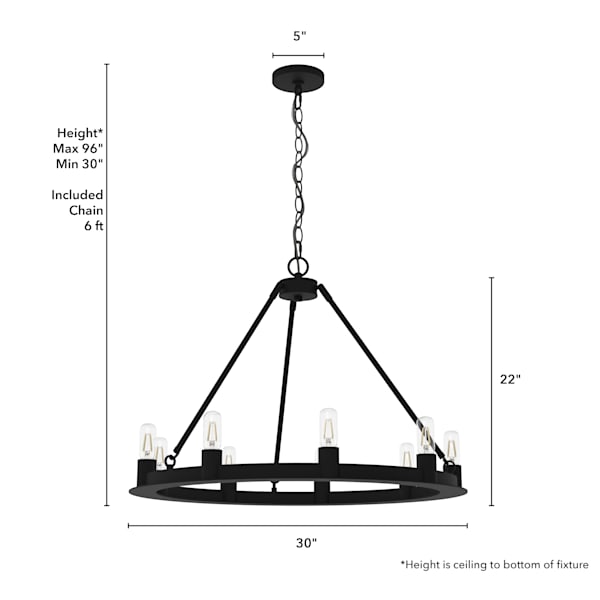 Hunter Saddlewood 9-Light Chandelier in Natural Iron - Rustic Farmhouse Ceiling Light Fixture for Dining Room, Living Room & Bedroom Decor