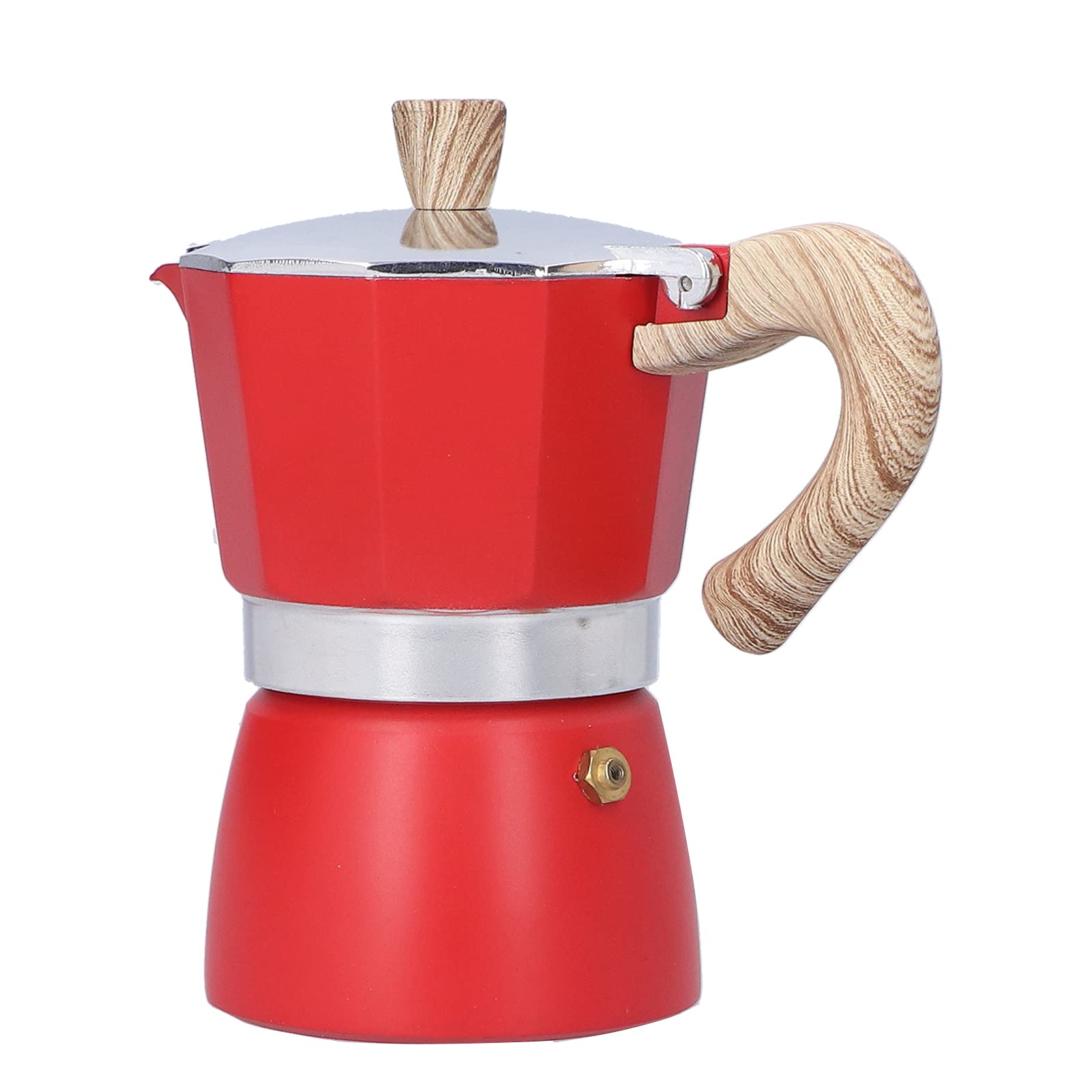Stovetop Moka Coffee Maker - 150ML Espresso Pot for Gas & Ethanol Stoves - Red Italian Coffee Kettle for Home, Camping & Office Brewing