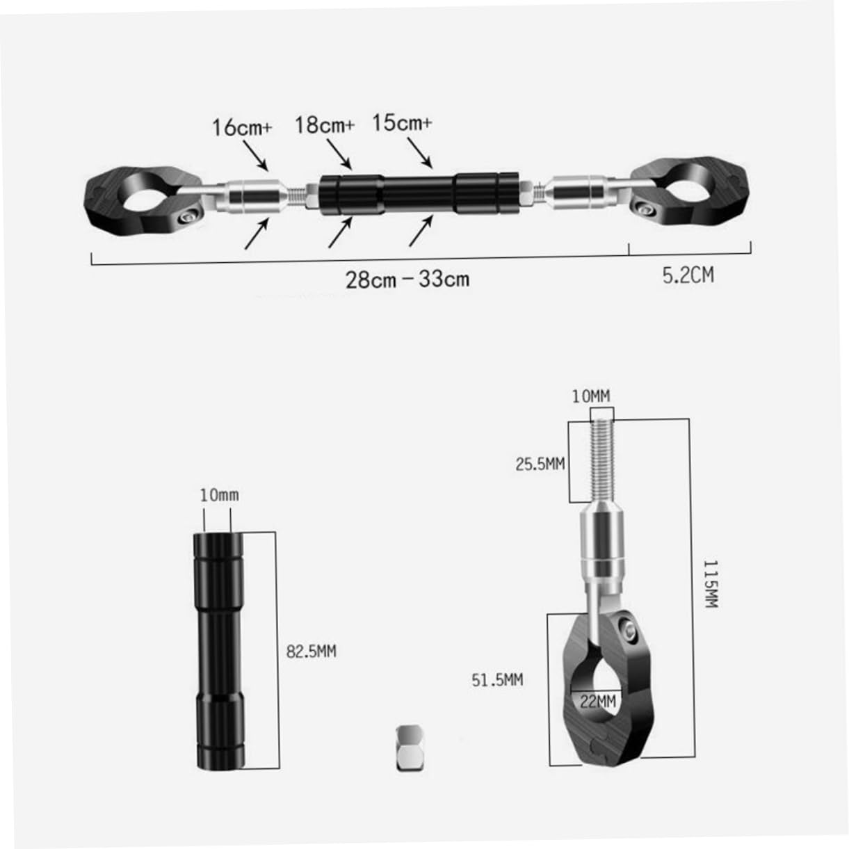 Motorcycle Crossbar Handlebar Stabilizer - Heavy Duty Balance Bar for Dirt Bikes & ATVs - Improves Control & Reduces Vibration (Off-Road, Trail Riding, Motocross)